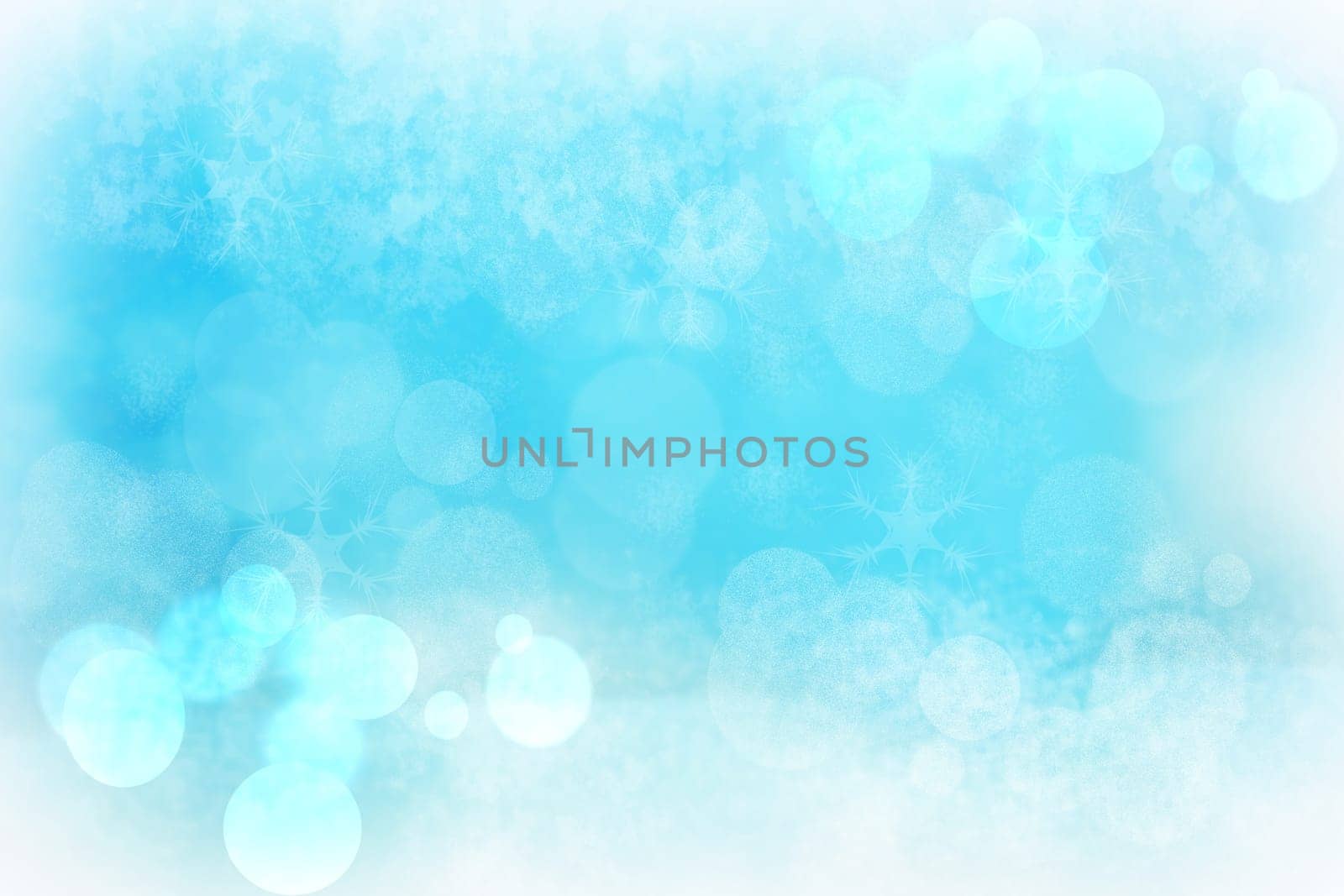 Abstract colorful blur blue texture background with white and blue bokeh circles in soft color style. Template for underwater backdrop or winter design illustration.