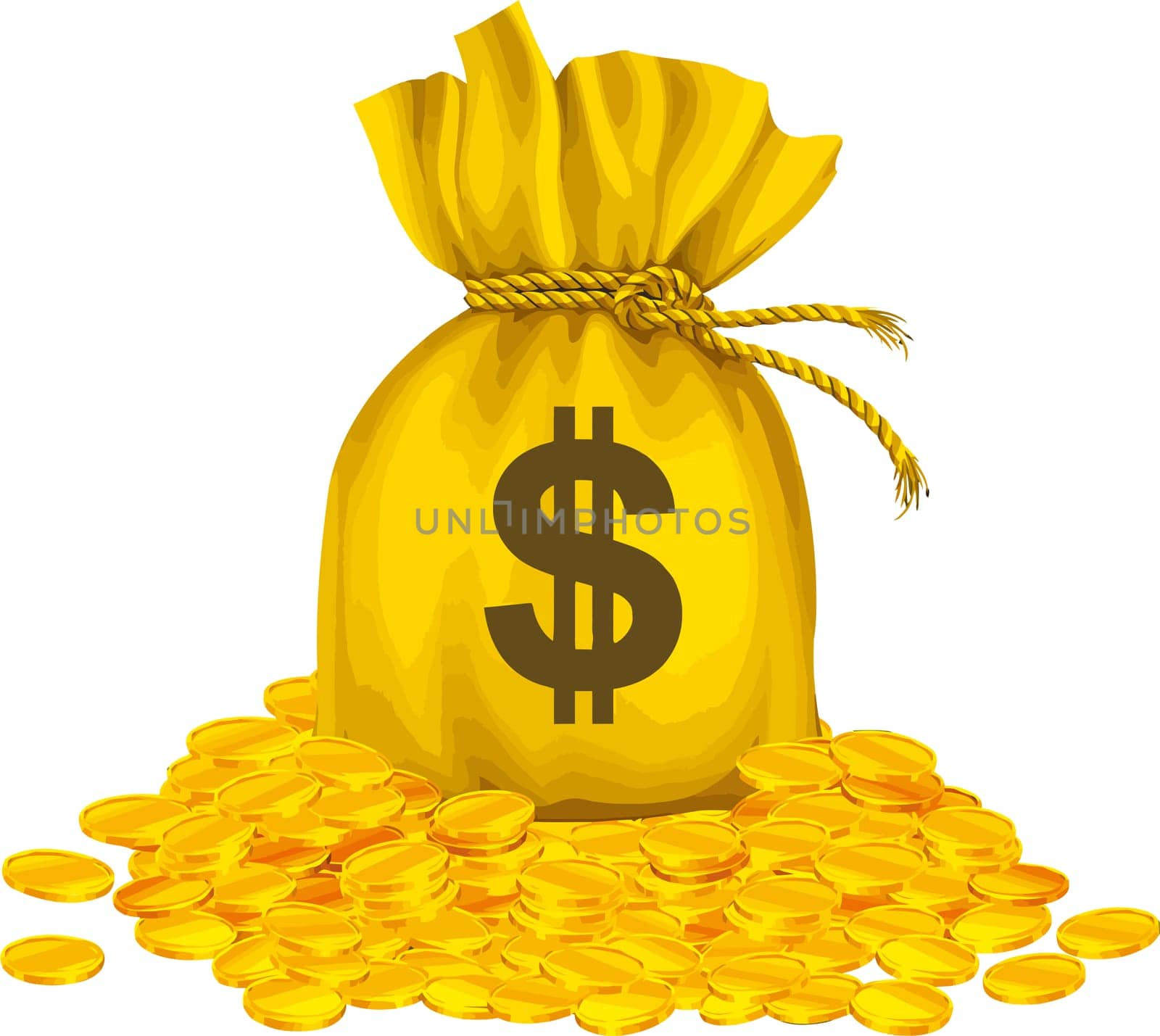 golden coins sack full save funds illustration