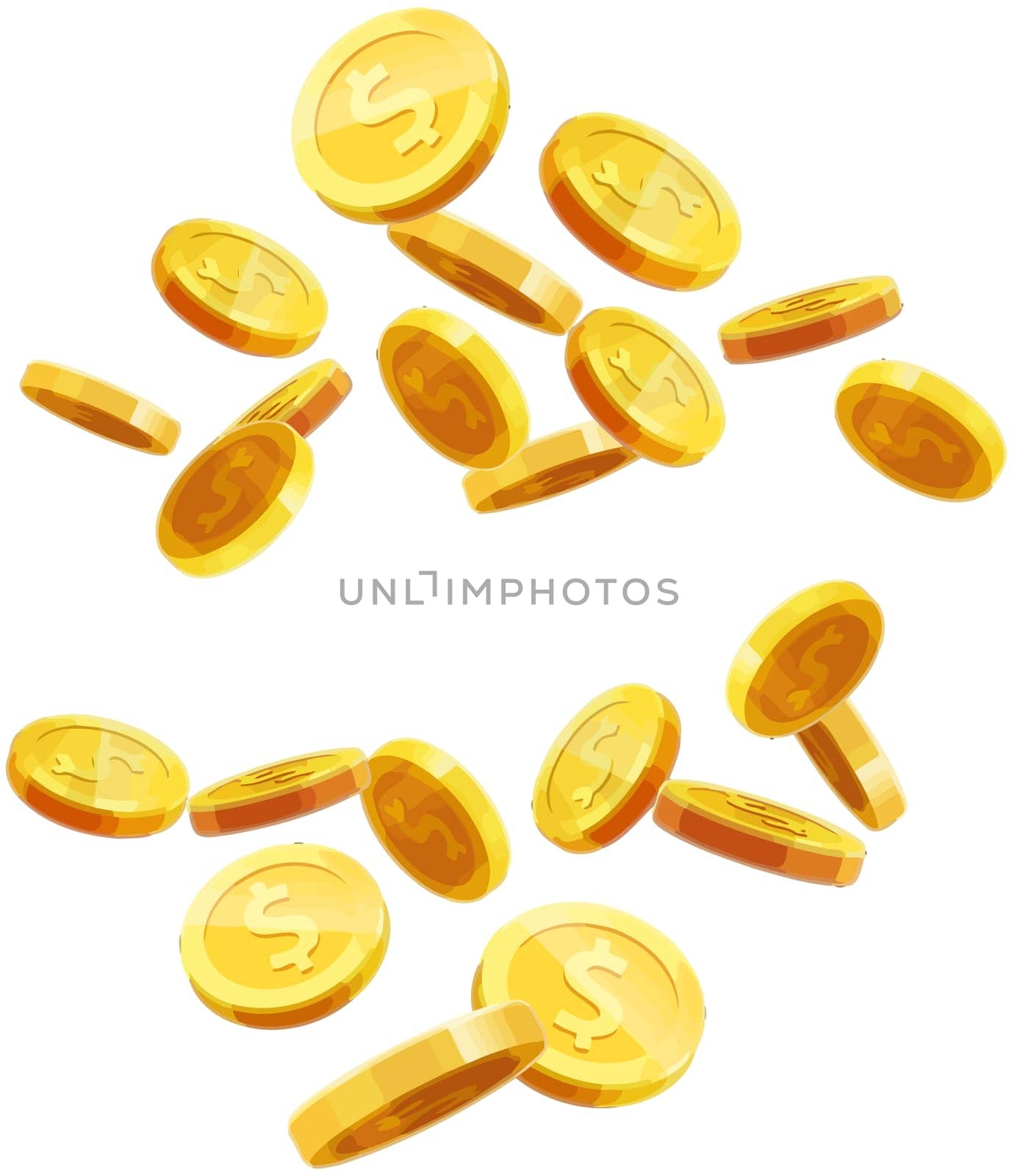 flying coins gold money jackpot luck savings illustration