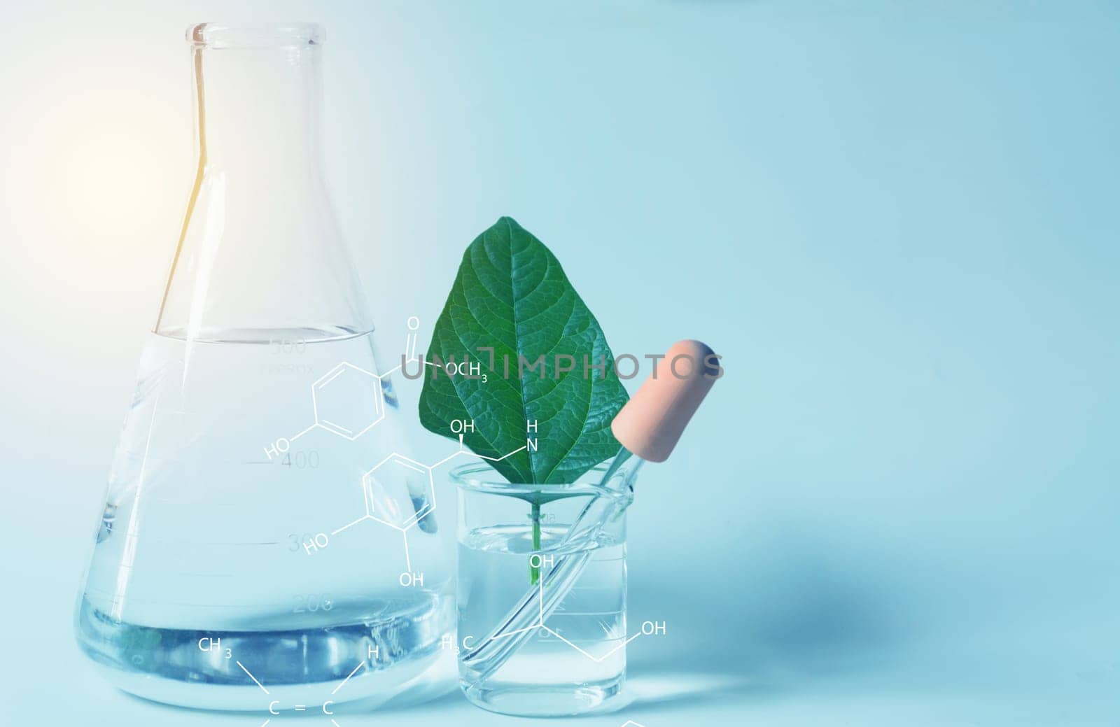 Glass laboratory chemical test tubes with liquid for analytical , medical, pharmaceutical and scientific research concept.