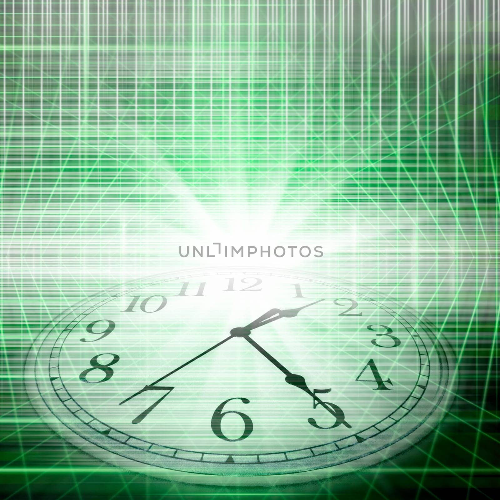 conceptual technology and time image of clock and abstract lights