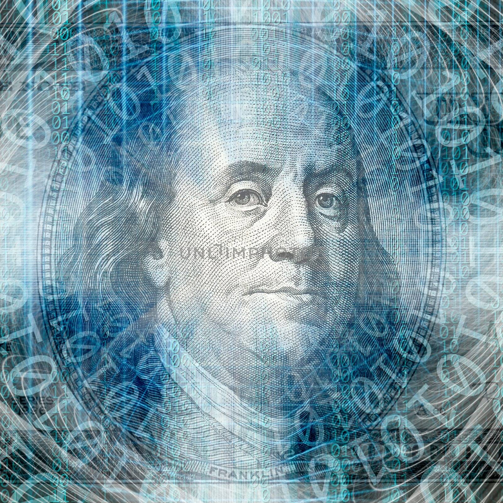 Conceptual internet business image of binary code tecnology with money