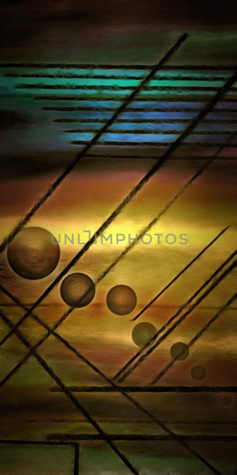 Abstract lines and shapes. Canvas painting