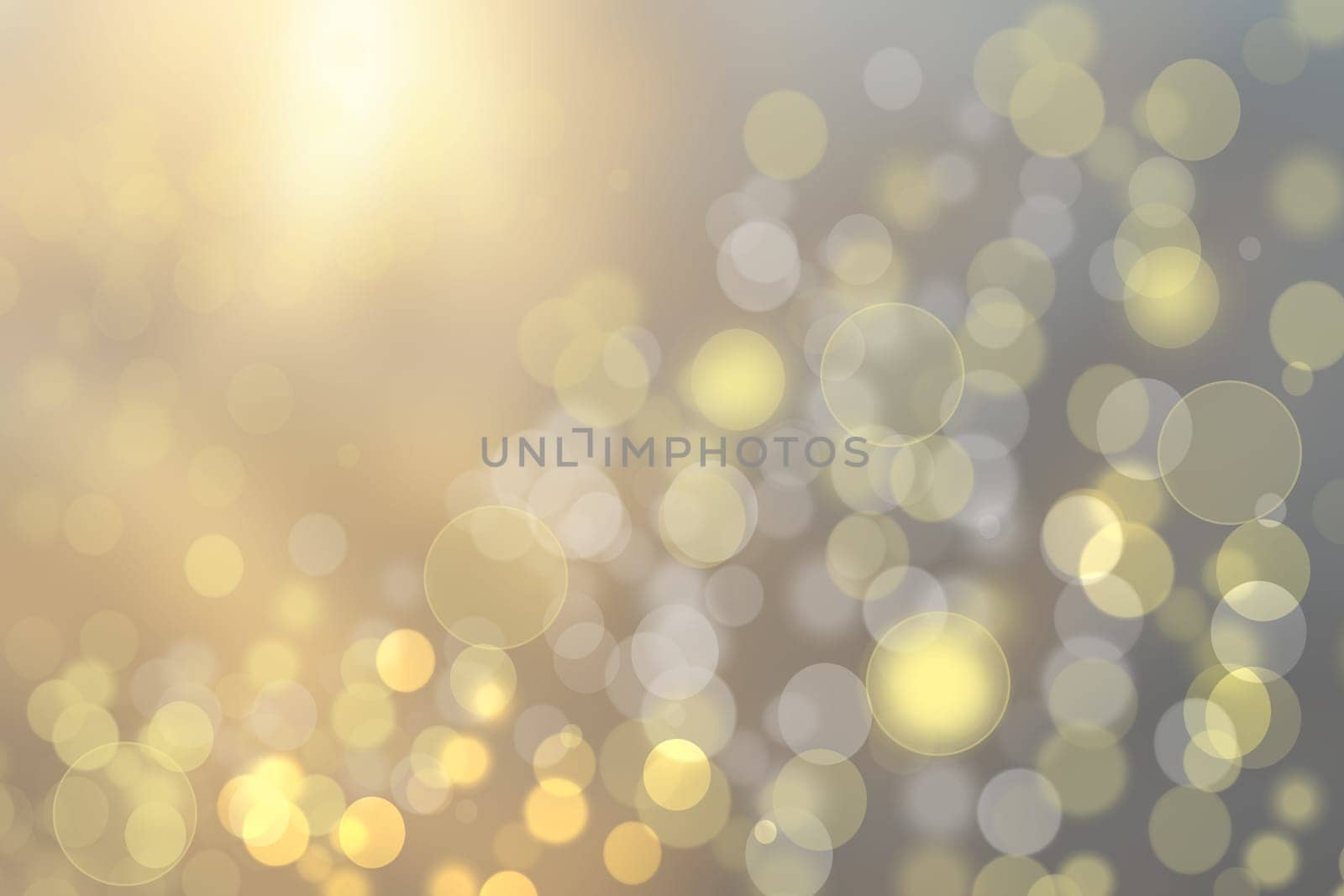 Abstract blurred festive background  for Christmas with bokeh defocused golden lights.