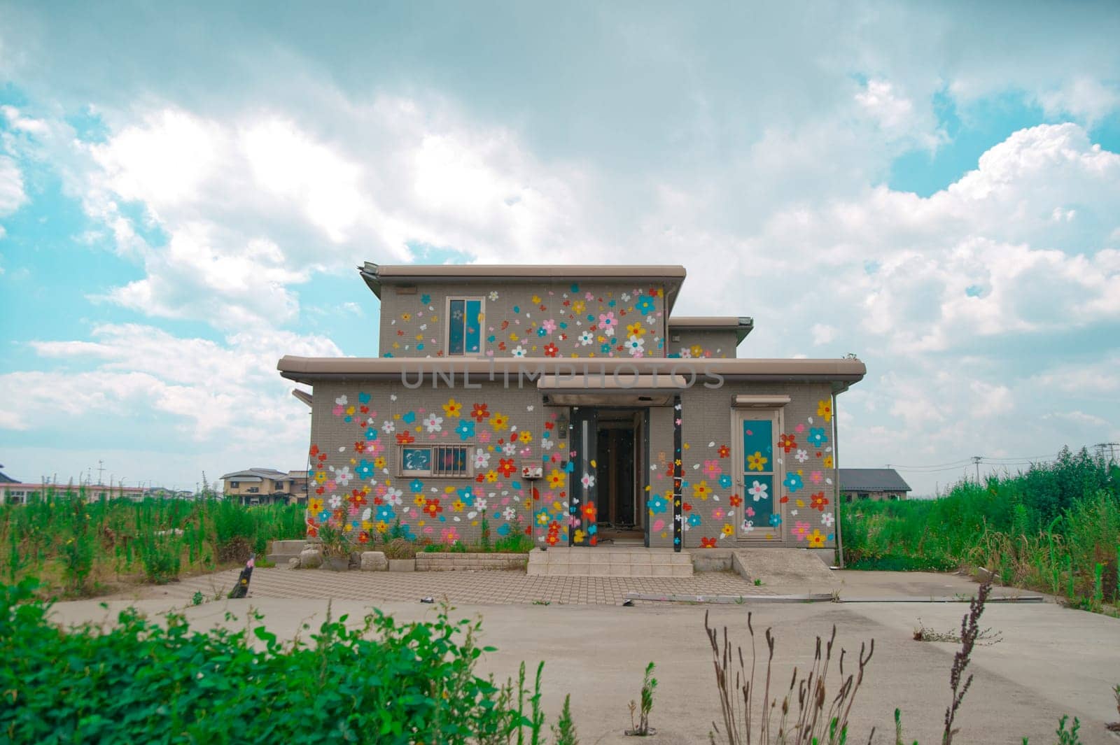 House after Fukushima Tsunami Disaster in Ishinomaki, Japan. Fukushima Tsunami disaster happened on March 11 in 2011.