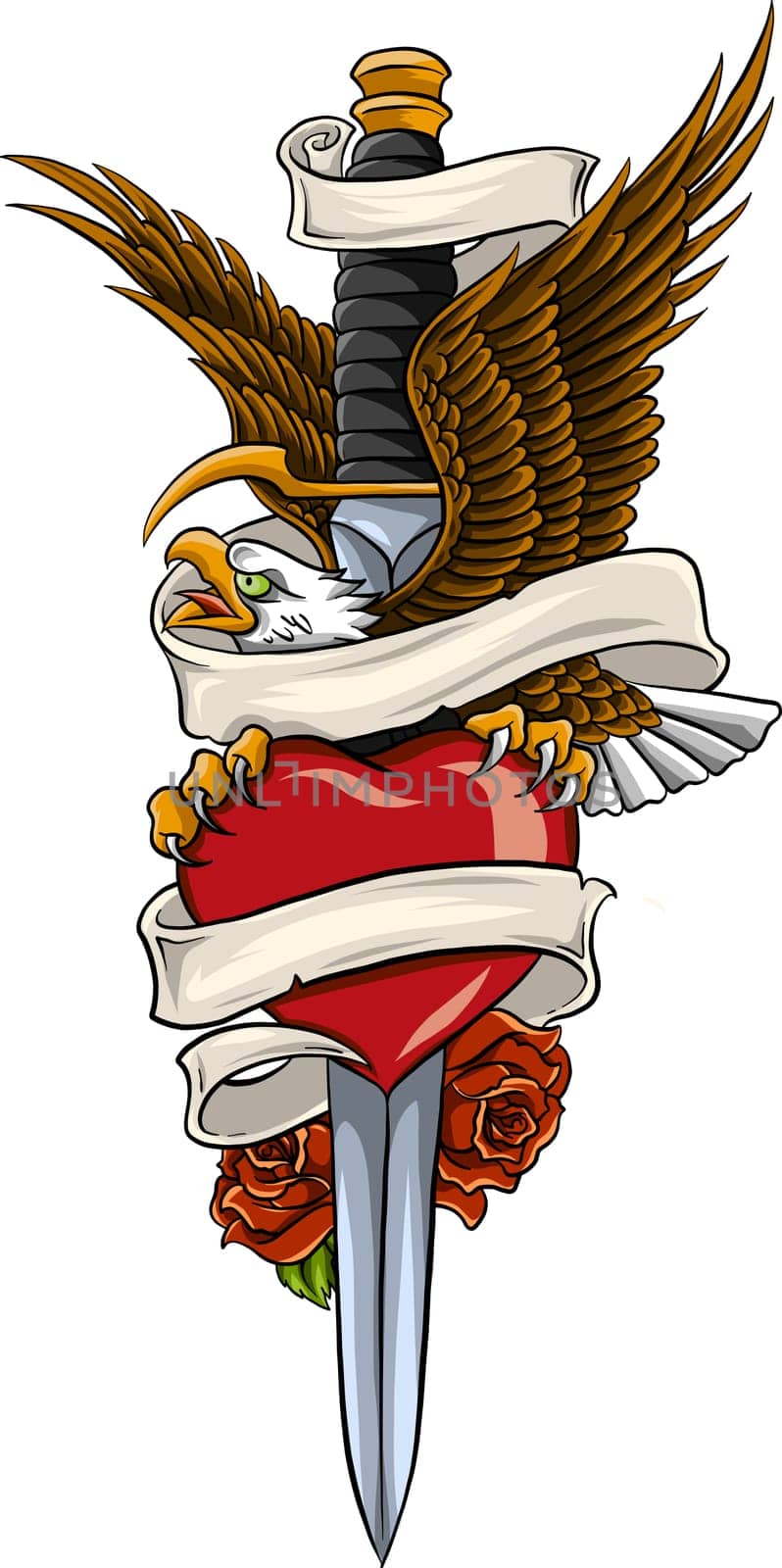 eagle with earth and rose and ribbon