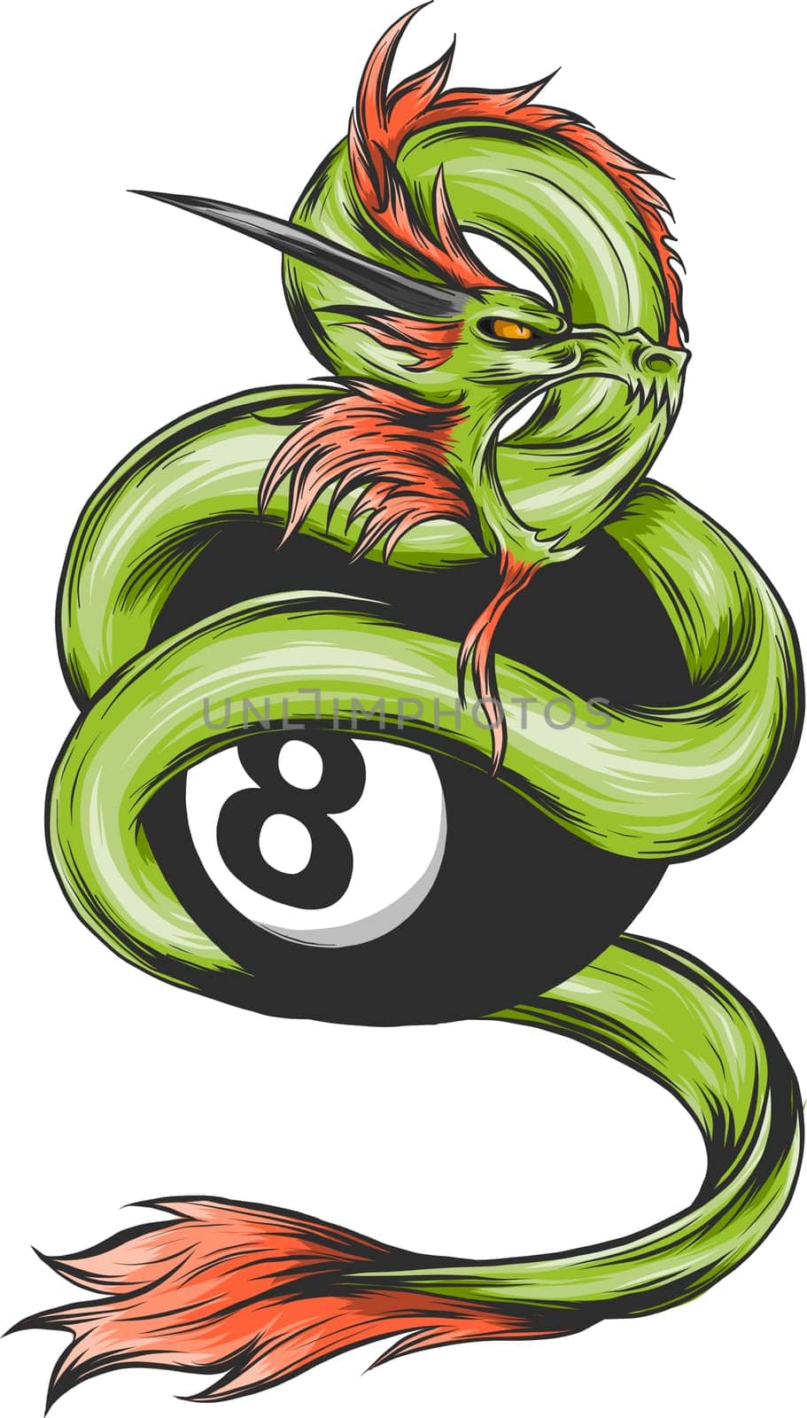 Chinese Dragon of power and wisdom flying cartoon illustration
