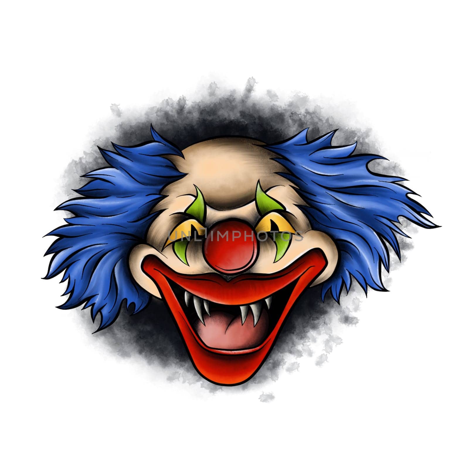 clown skull isolated on white background