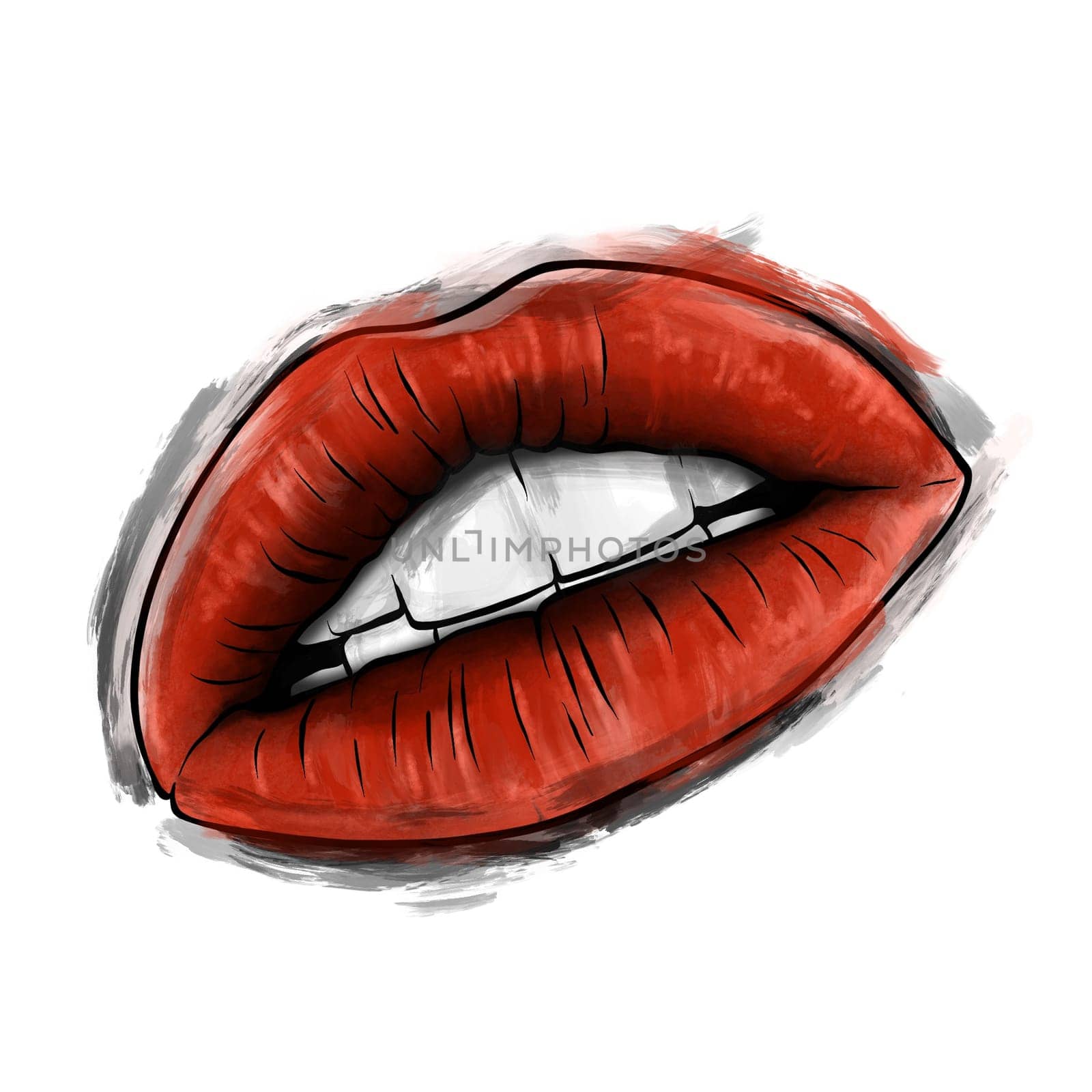 woman cartoon mounth with red lips