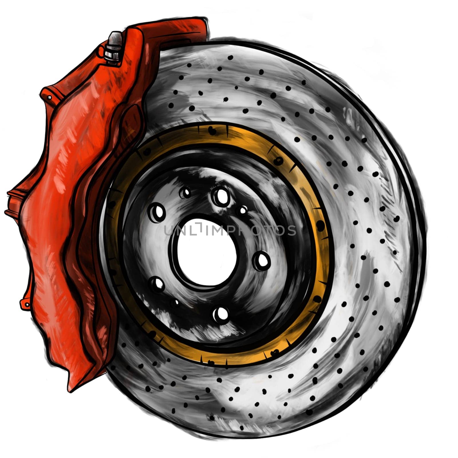 Ceramic disc brake with red caliper