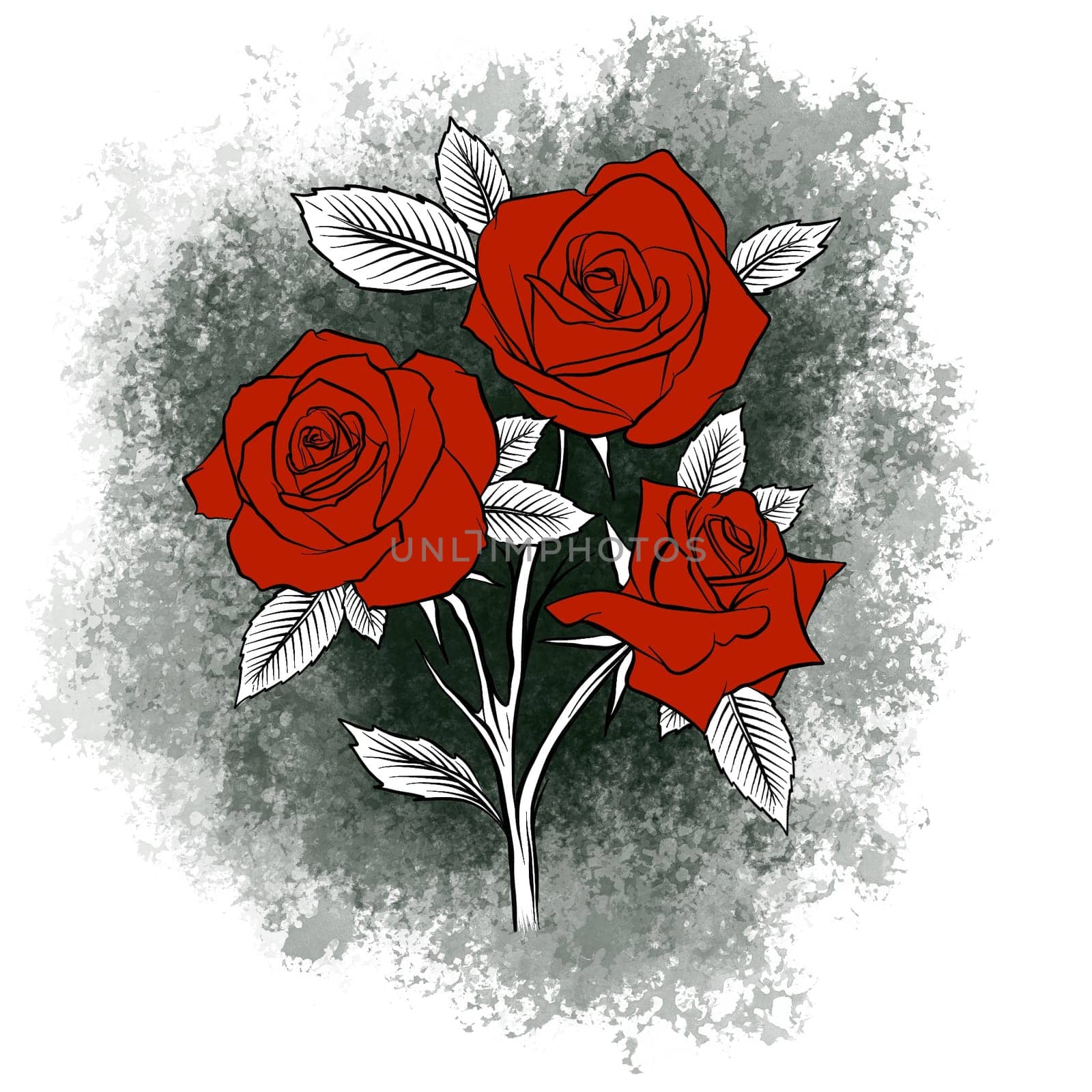 beautiful bouquet with red roses and leaves. Floral arrangement. design greeting card and invitation of the wedding, birthday, Valentine's Day, mother's day and other holiday.