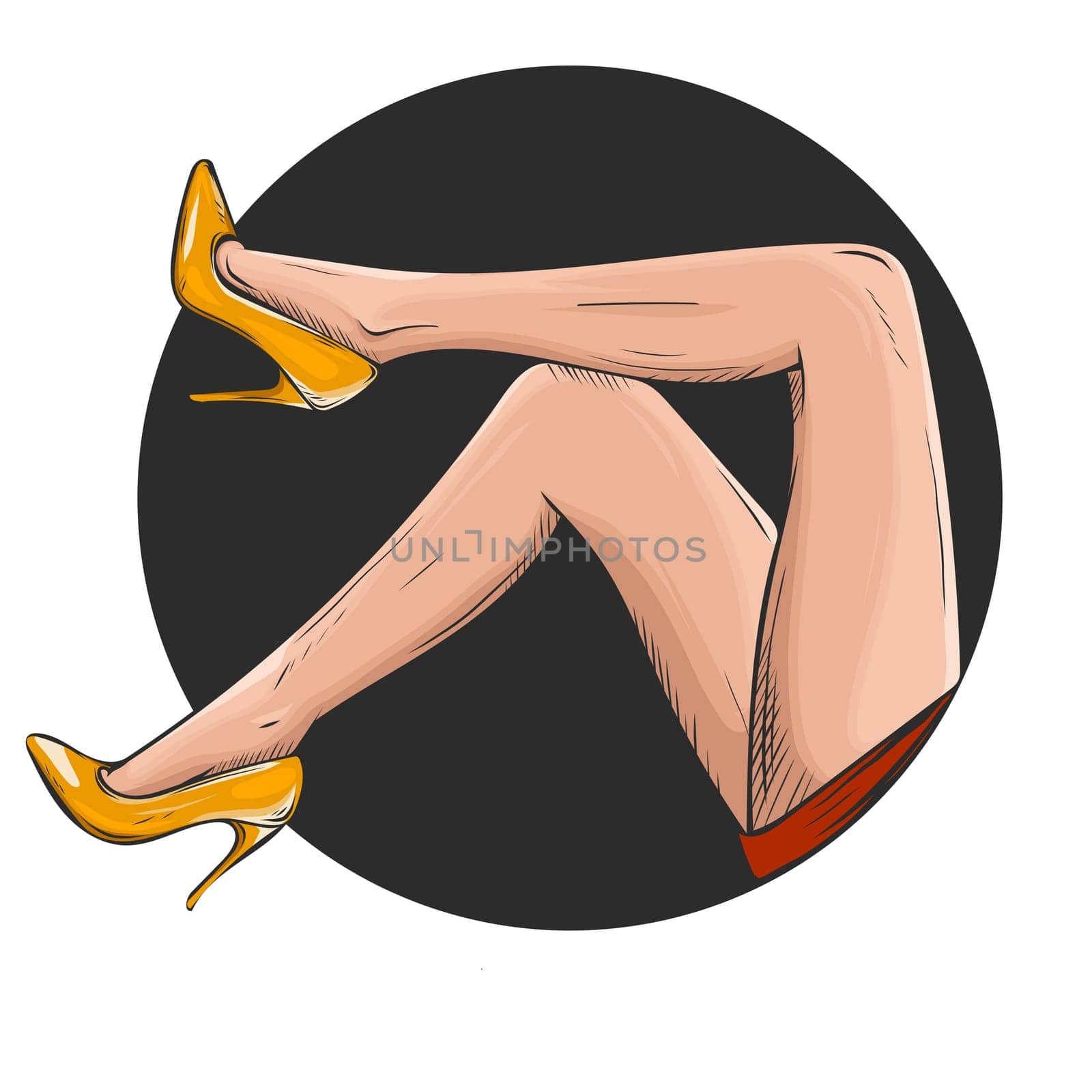 Vector girls in high heels. Fashion illustration. Female legs in shoes. Trendy picture in vogue style. Fashionable women. Stylish ladies.