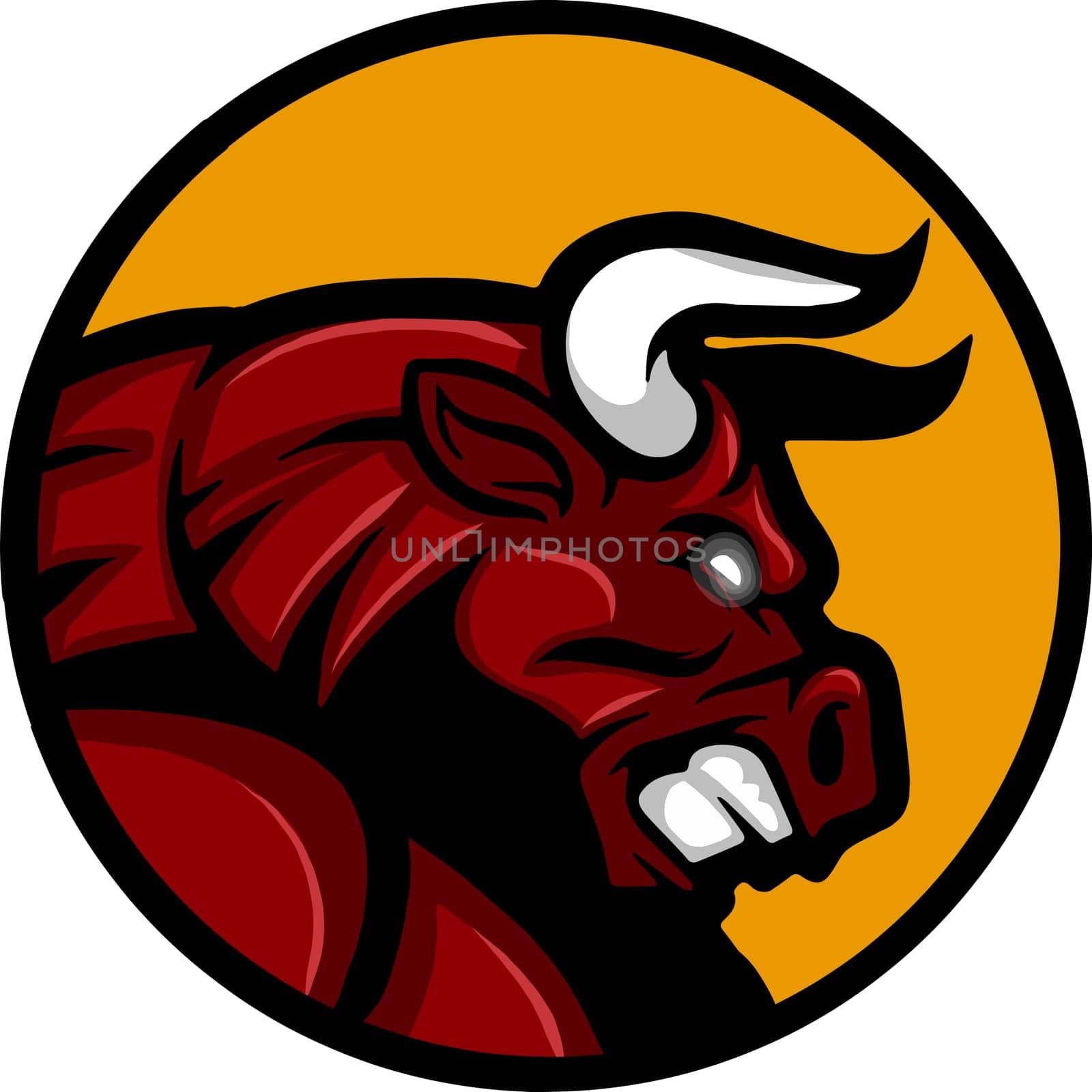 Cartoon illustration of a crazy and angry Bull