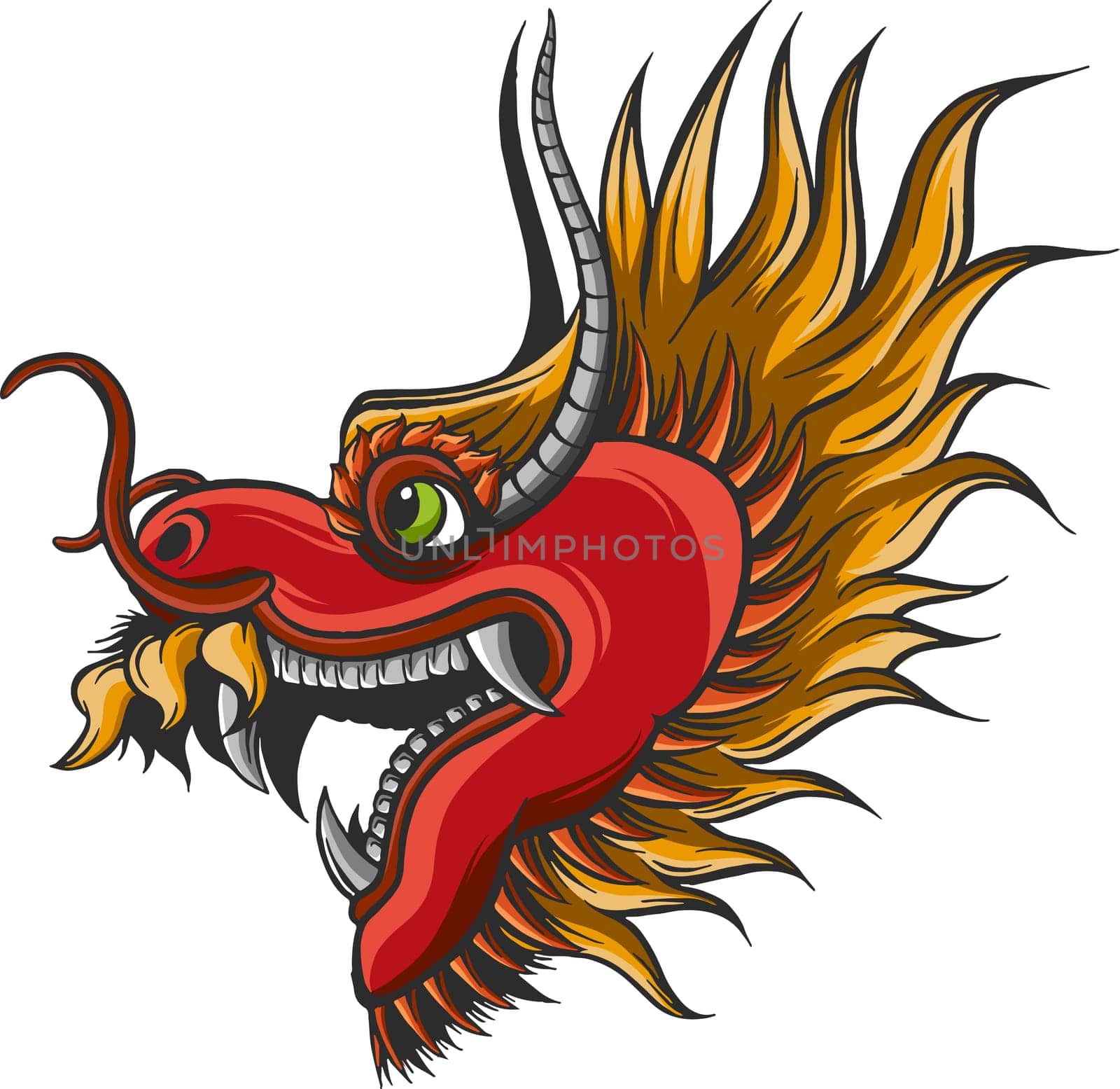Chinese Dragon of power and wisdom flying cartoon illustration