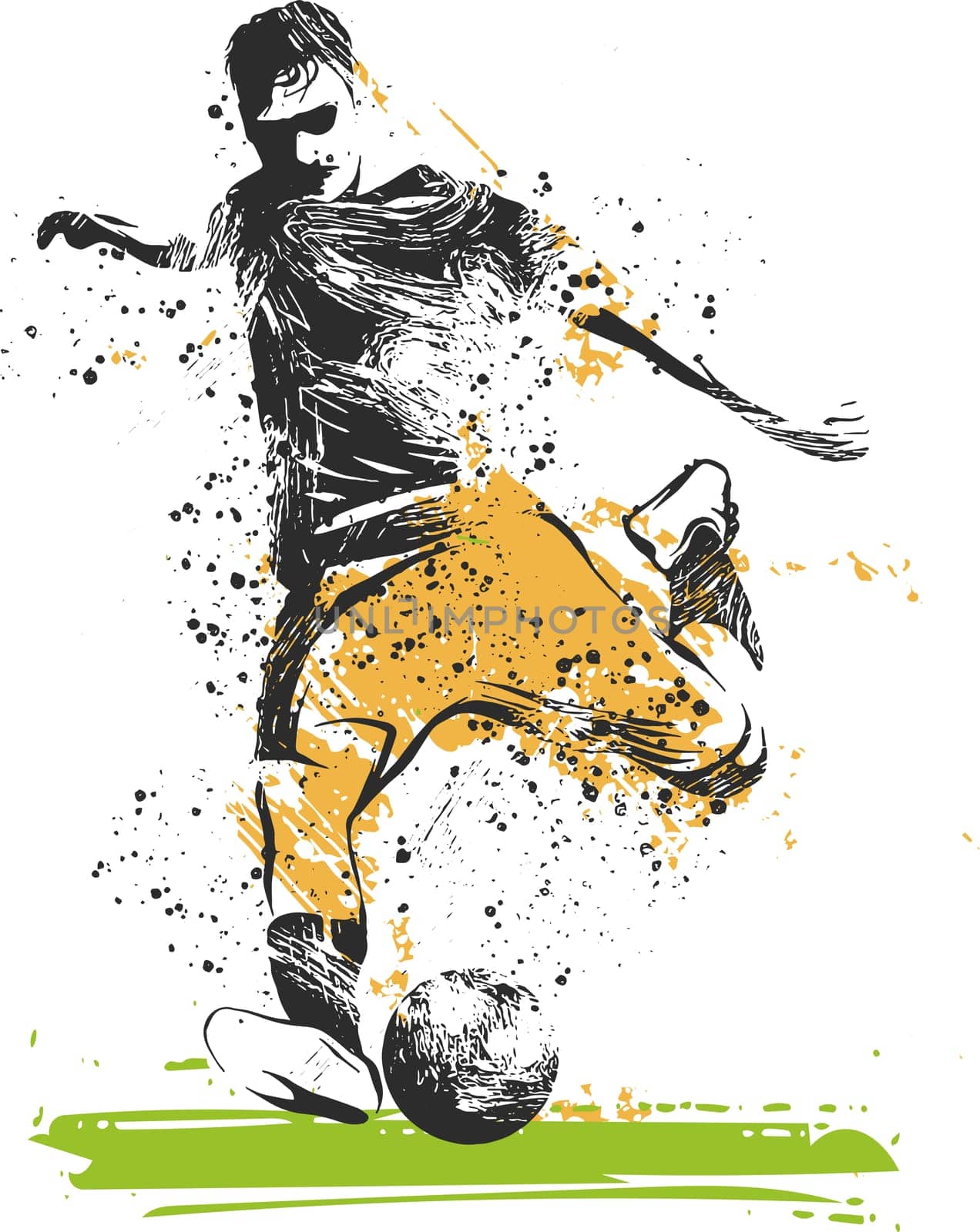 Soccer player kicking ball. illustration
