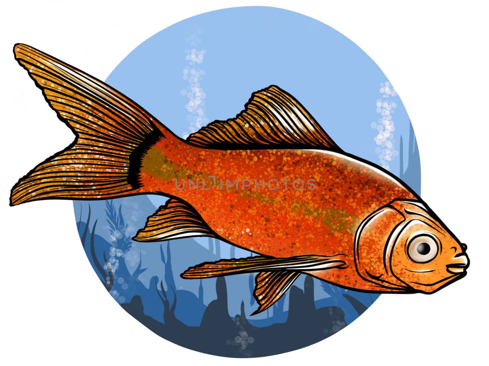 watercolor golden fish isolated on white background