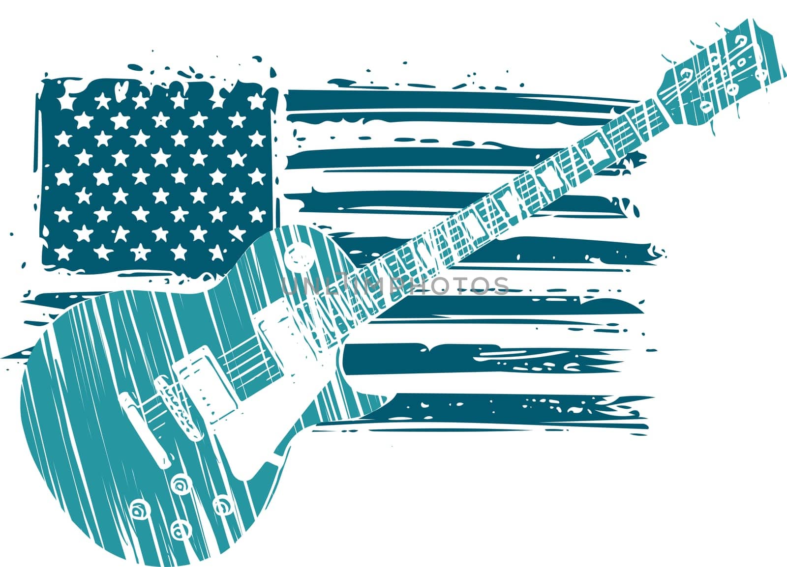 An Electric Guitar with American Flag