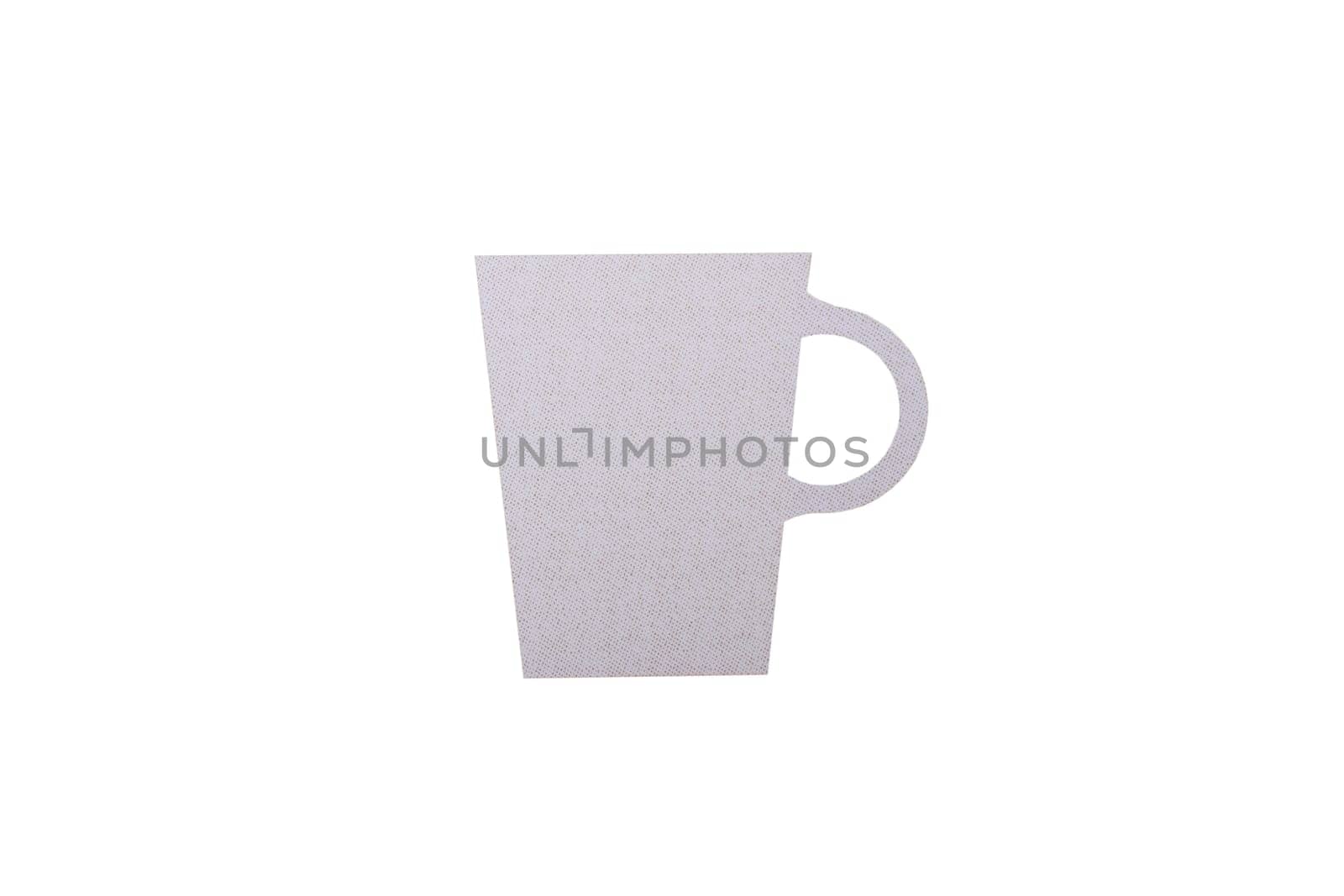 Coffee cup background isolated. Top view of details of a printed coffee cup on plastic isolated on a white background.