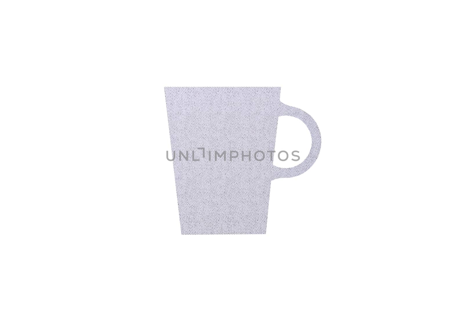Coffee cup background isolated. Top view of details of a printed coffee cup on plastic isolated on a white background.