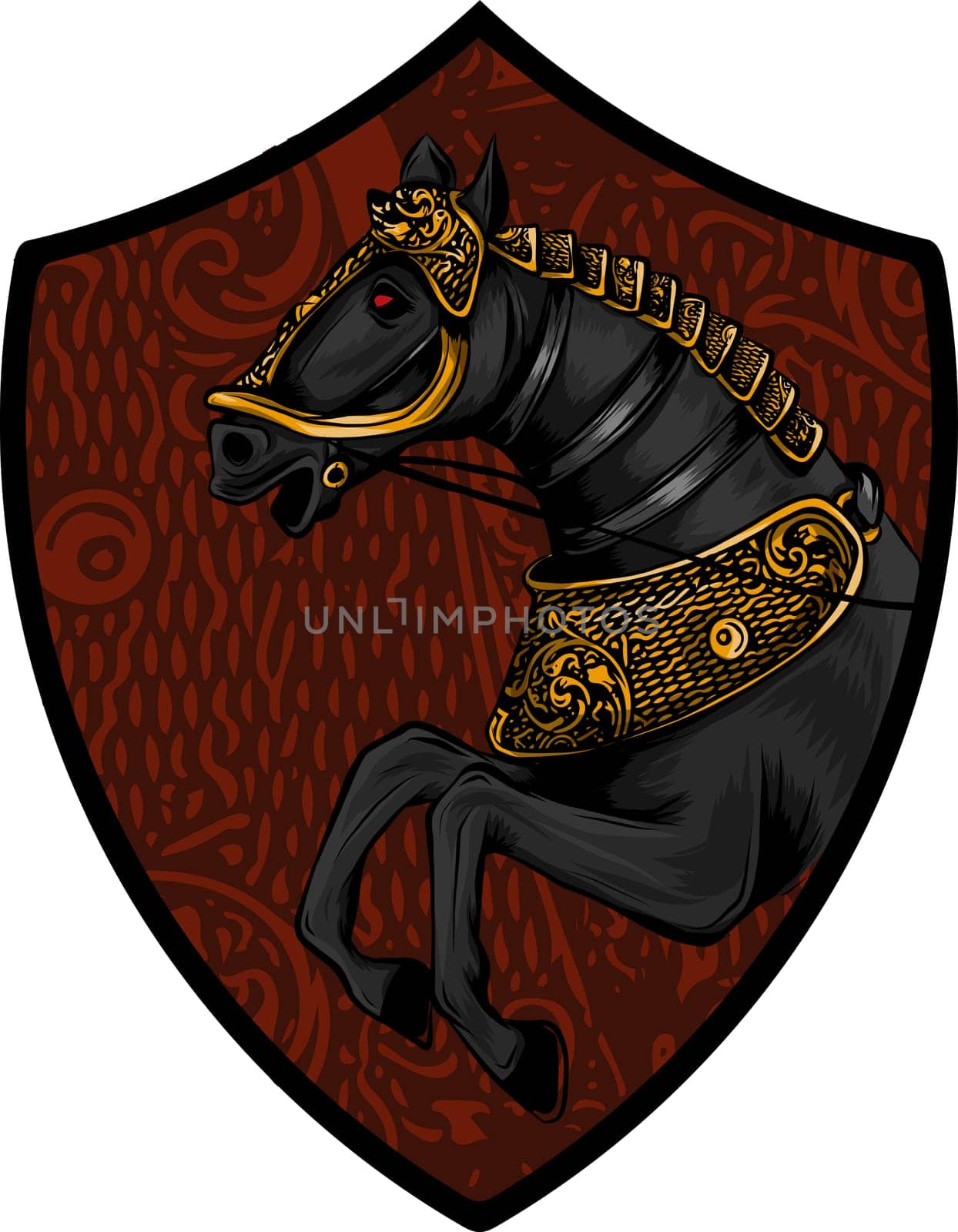 Silhouette of the running horse illustration