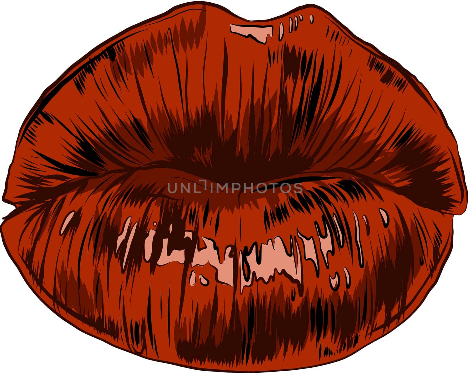 woman cartoon mounth with red lips