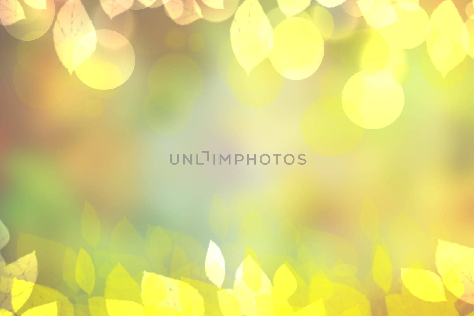 Autumn background. Abstract festive autumn gradient golden pastel bright background texture with leaves. Indian summer. Space.