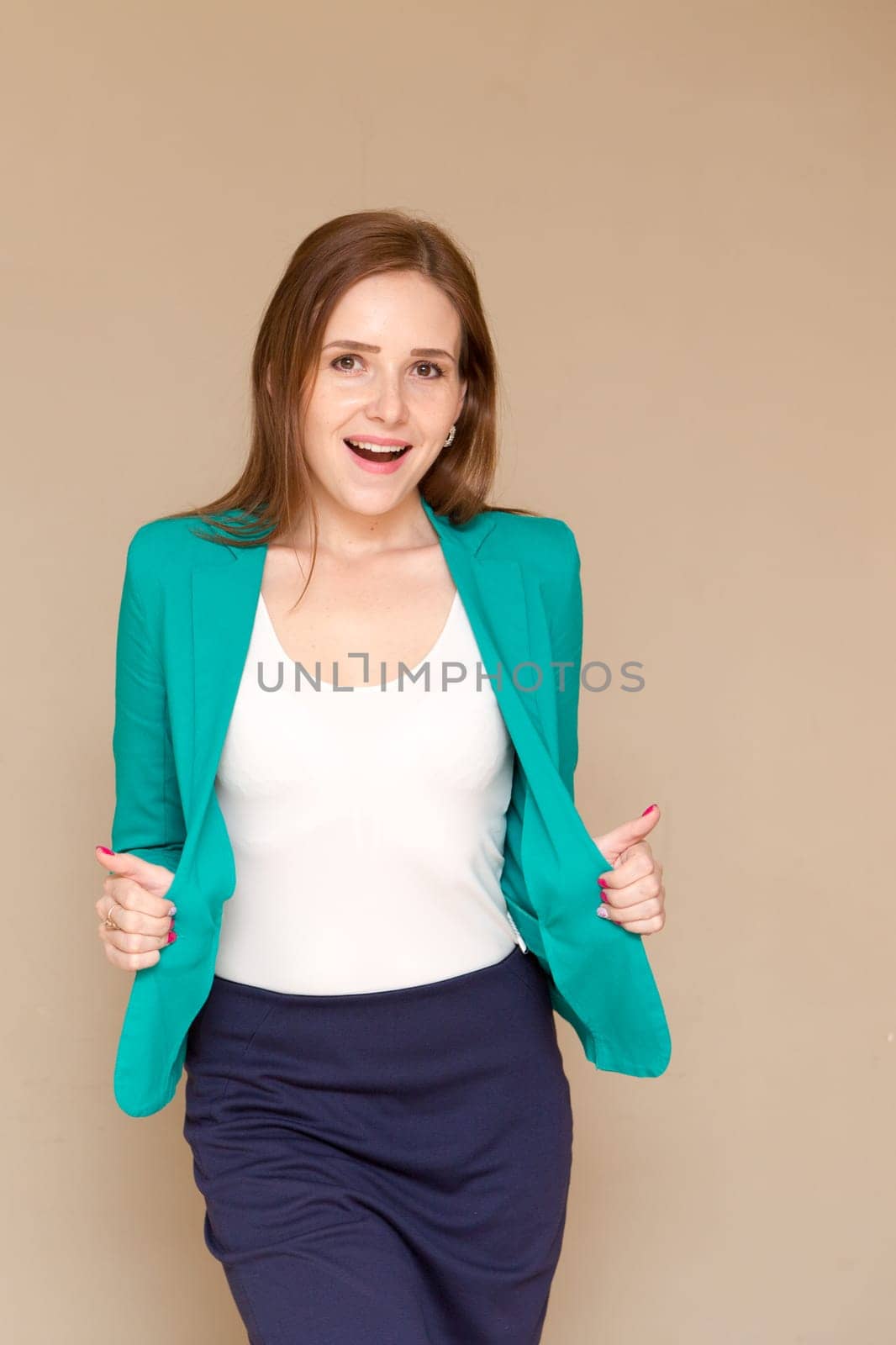 Surprised beautiful woman, slight surprise on her face