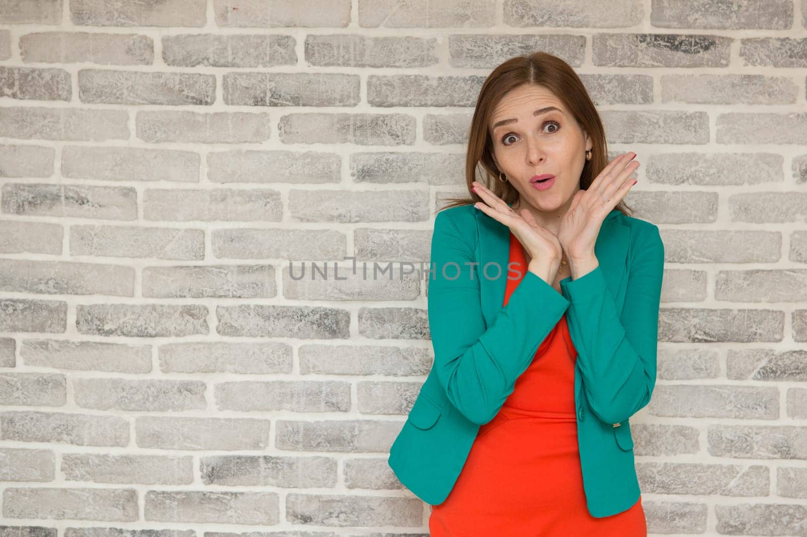Surprised beautiful woman, slight surprise on her face