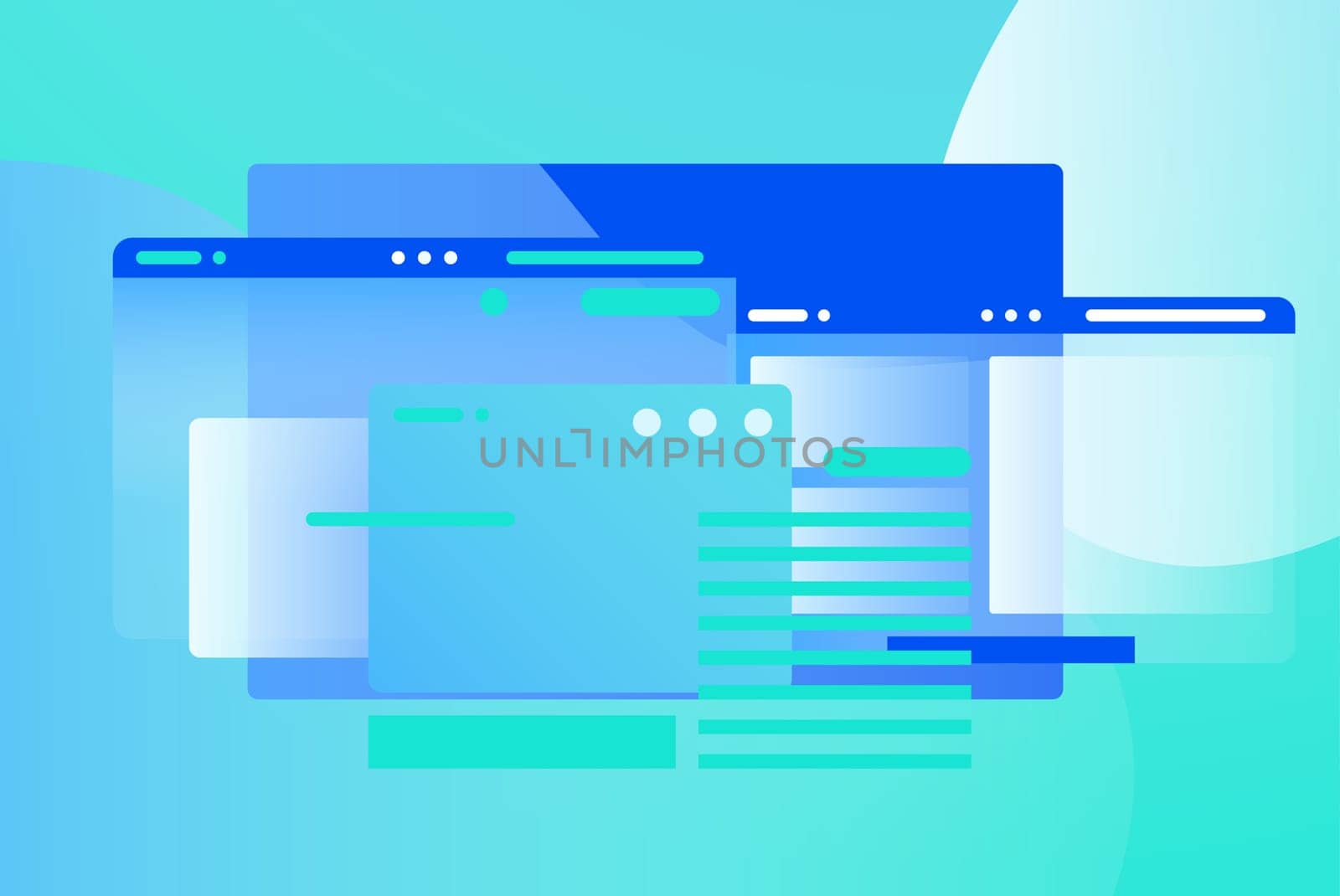 Web pages design composition. Creative smart network background. Gradient geometric forms in light pastel colors. Perfect illustration for startup, social media, advertising, marketing, management