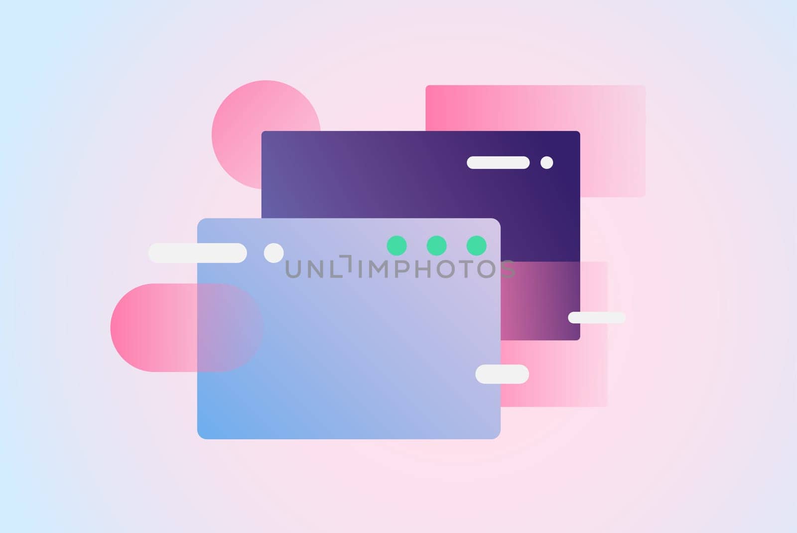 Web pages design composition. Creative smart network background. Gradient geometric forms in light pastel colors. Perfect illustration for startup, social media, advertising, marketing, management