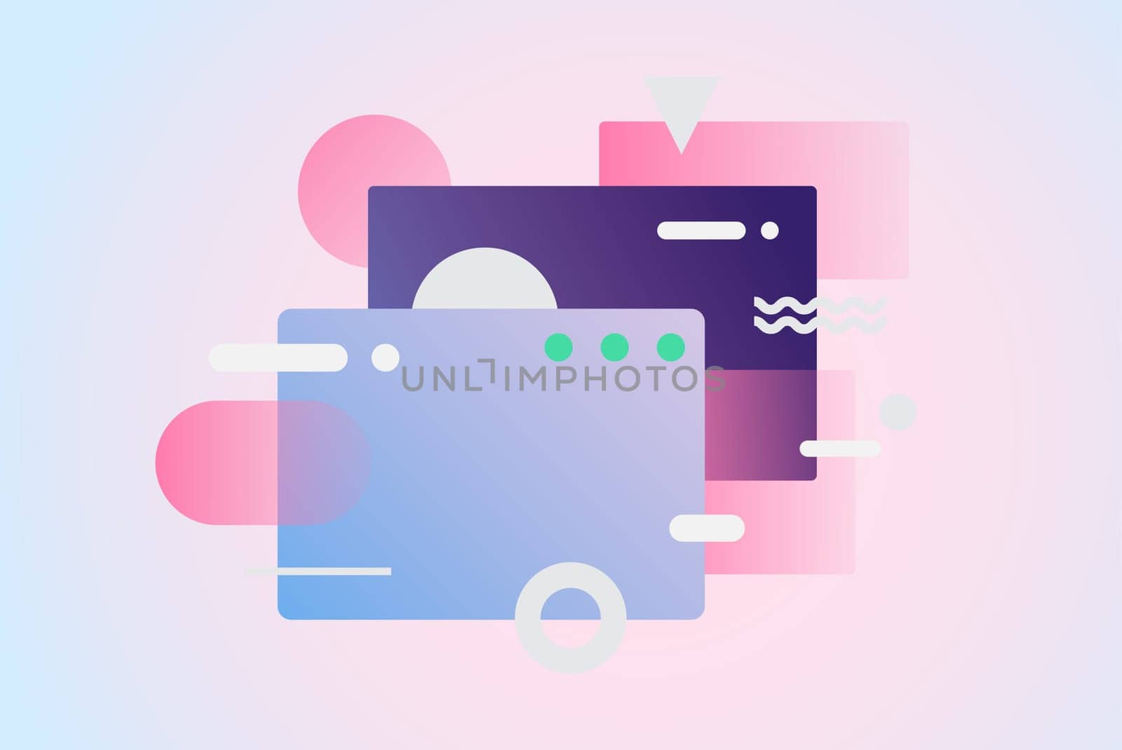 Web pages design composition. Creative smart network background. Gradient geometric forms in light pastel colors. Perfect illustration for startup, social media, advertising, marketing, management