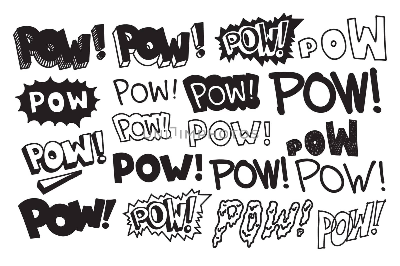 Typography slogan Pow text, universal short quote, simple cute illustration for Ad Advertisement Design Print Bag Sticker Clothing Laptop Phone Wall everywhere. Modern picture, tattoo trend