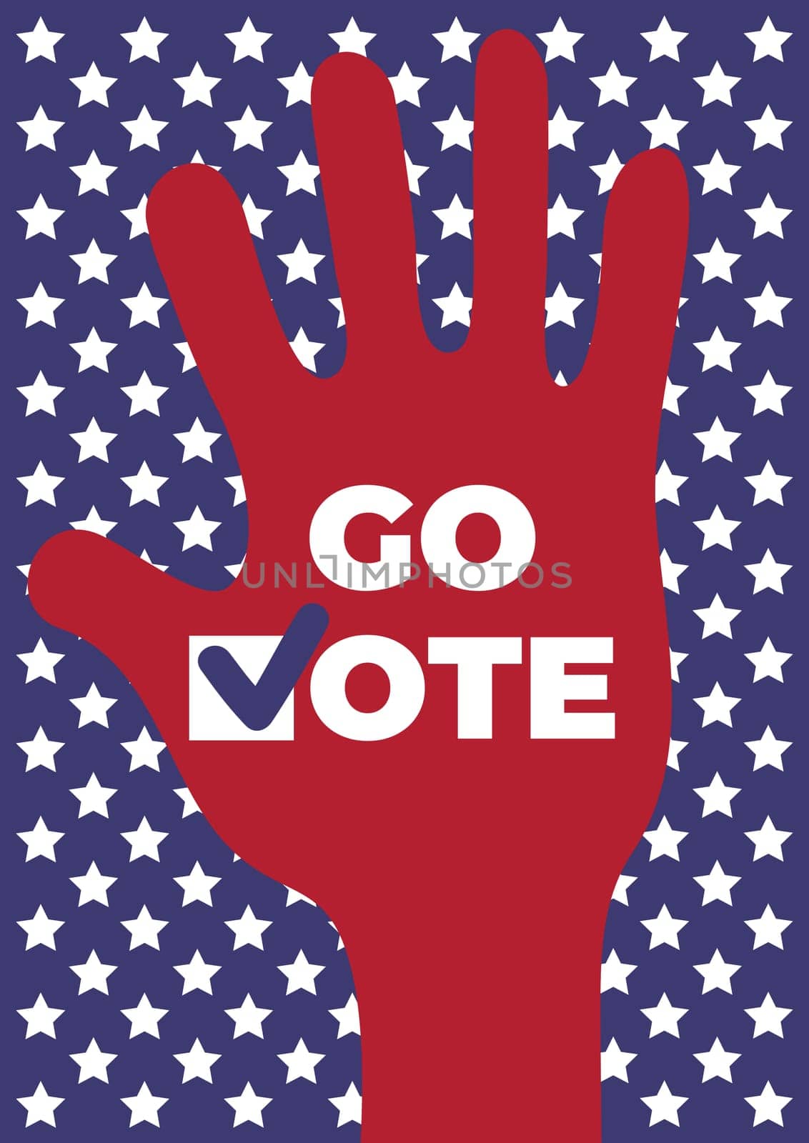 Go vote. Social motivational poster template. Up hand vector flat illustration concept. Election campaign Flyer Leaflet Social ad background