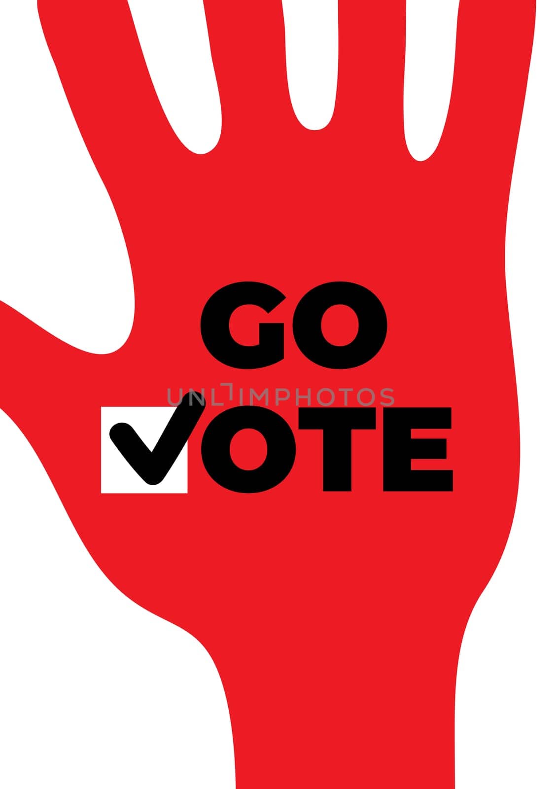 Go vote. Social motivational poster template. Up hand vector flat illustration concept. Election campaign Flyer Leaflet Social ad background