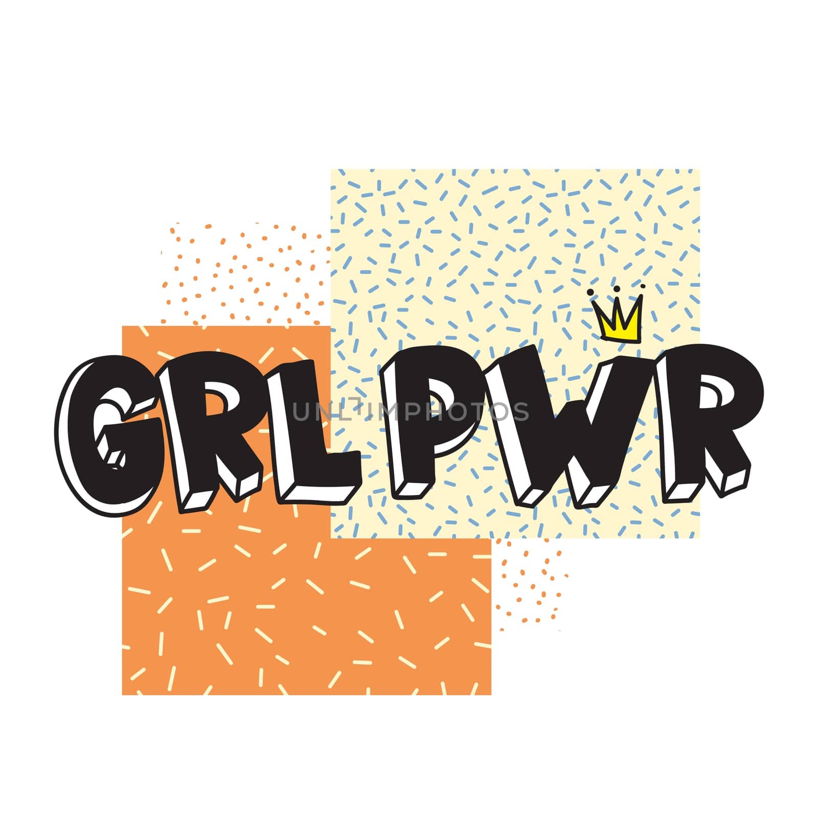 GRL PWR short quote. Girl Power simple cute illustration for print, bag, clothing. Perfect to stick on laptop, phone, wall everywhere. Modern feminist slogan, the latest tattoo trend