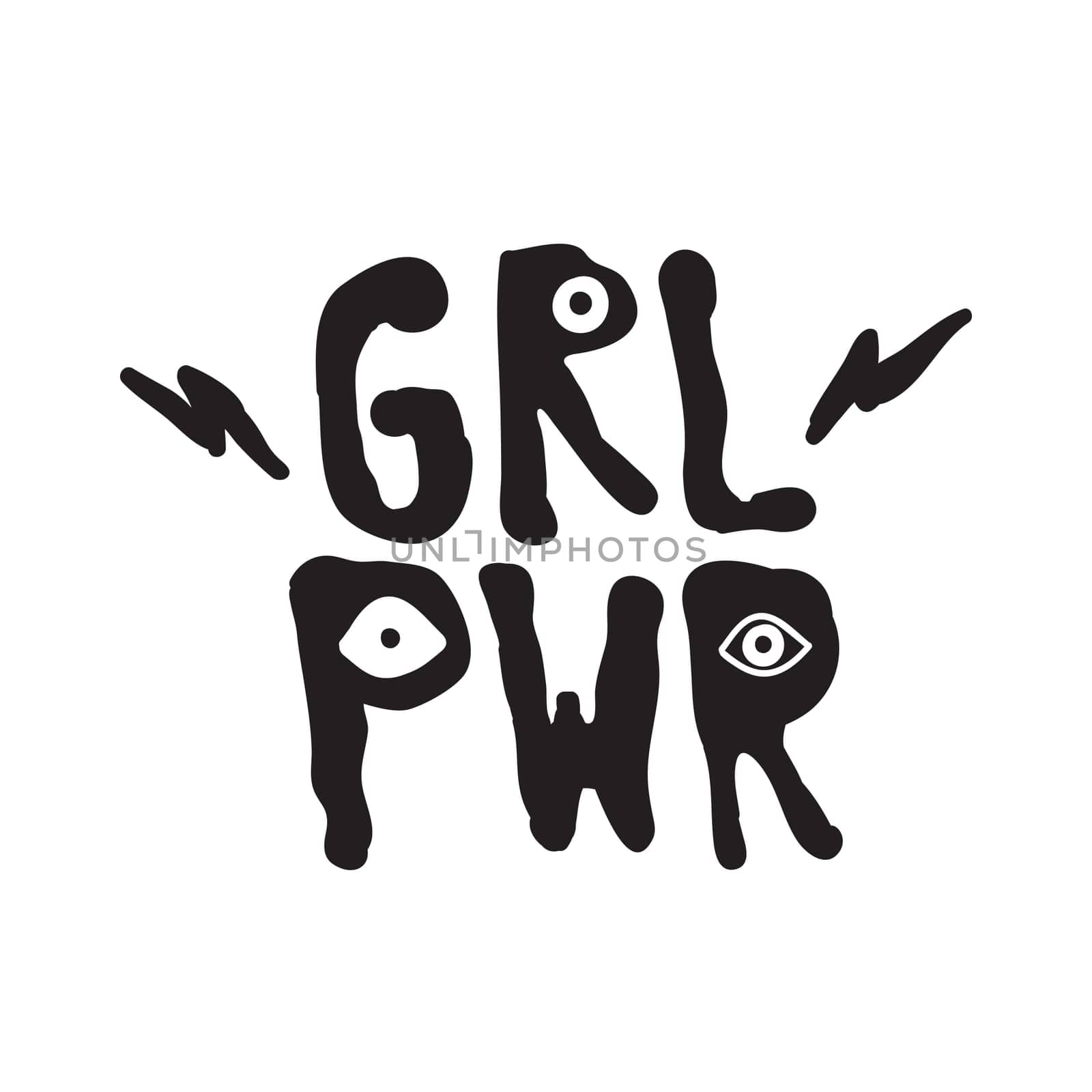 GRL PWR short quote. Girl Power simple cute illustration for print, bag, clothing. Perfect to stick on laptop, phone, wall everywhere. Modern feminist slogan, the latest tattoo trend
