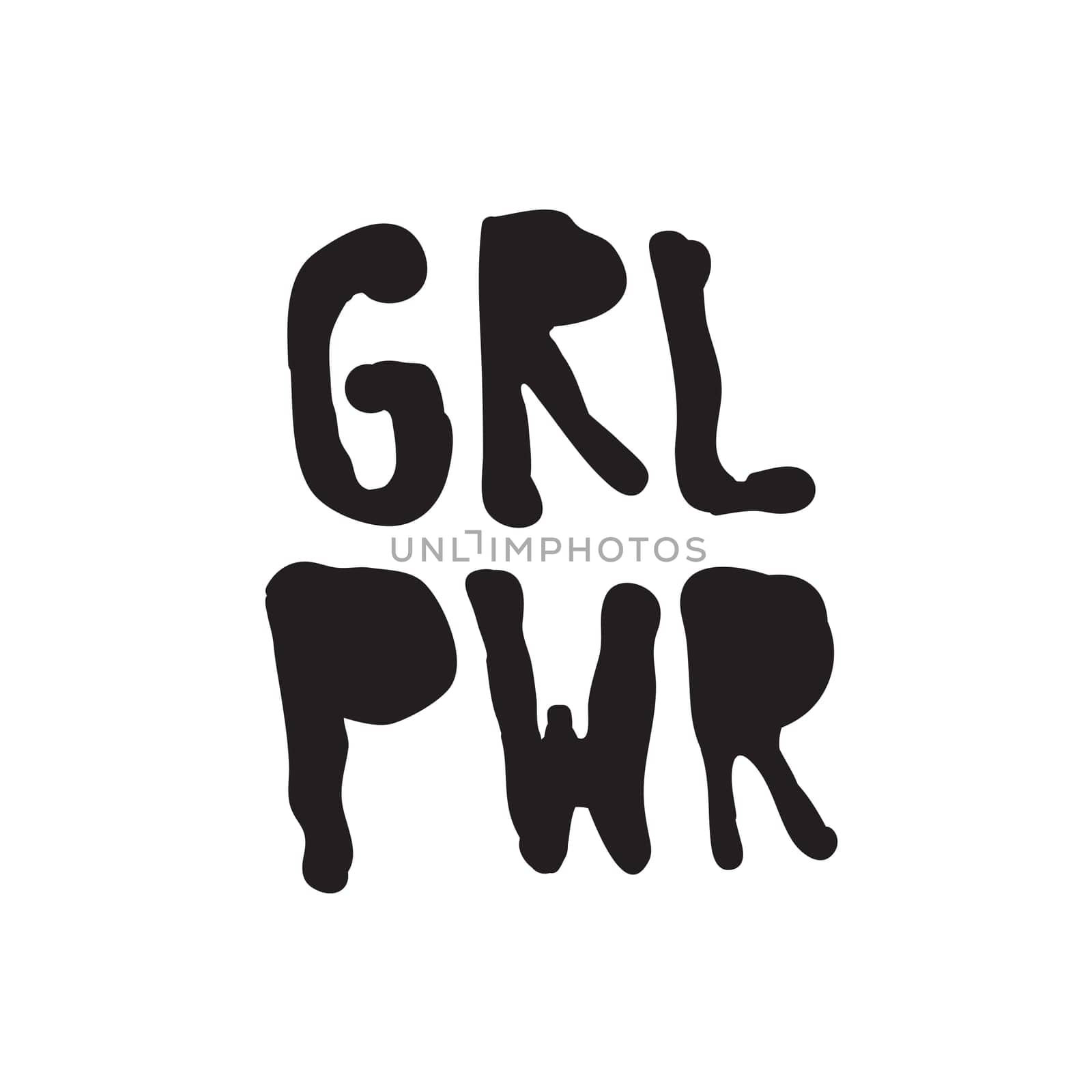 GRL PWR short quote. Girl Power simple cute illustration for print, bag, clothing. Perfect to stick on laptop, phone, wall everywhere. Modern feminist slogan, the latest tattoo trend
