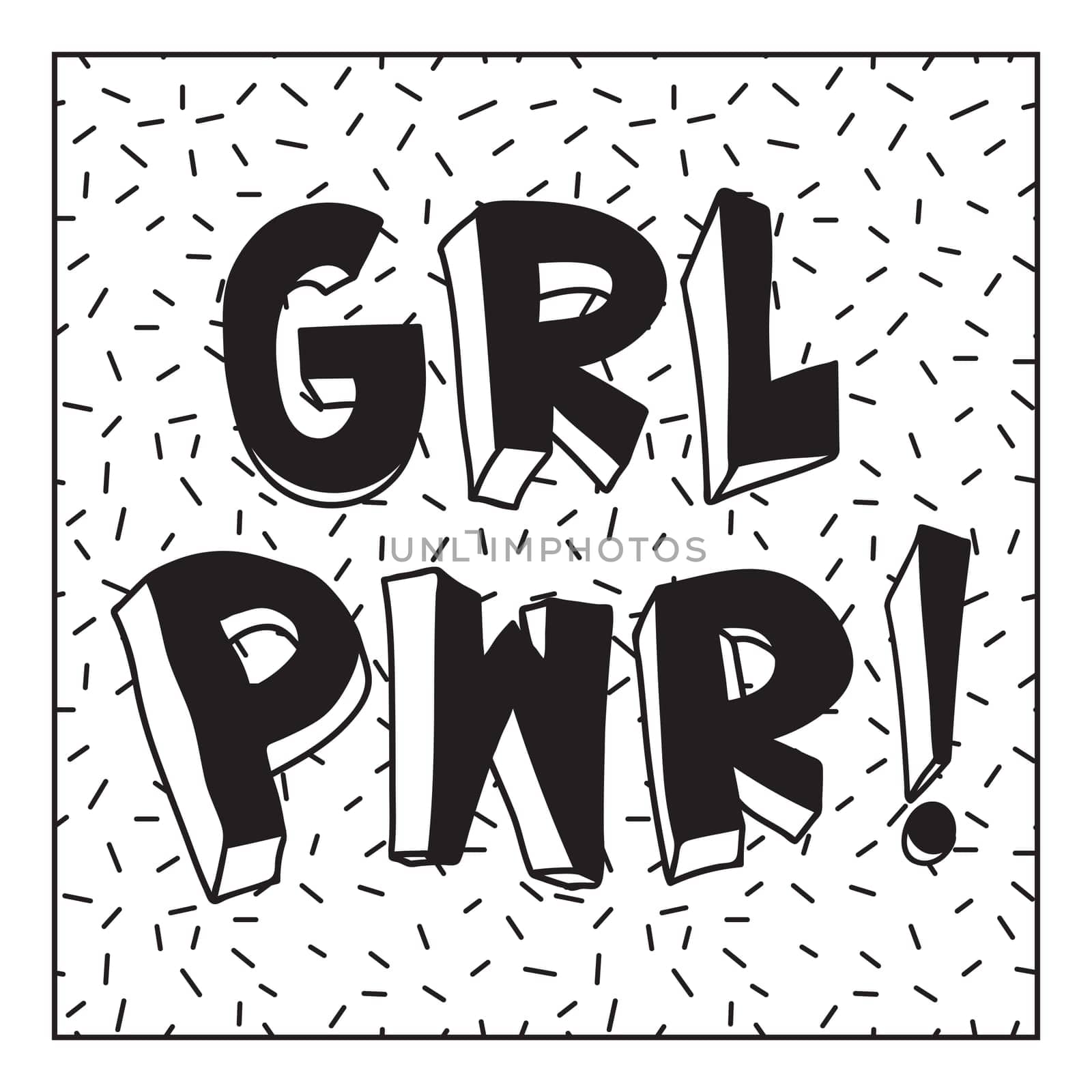 GRL PWR short quote. Girl Power simple cute illustration for print, bag, clothing. Perfect to stick on laptop, phone, wall everywhere. Modern feminist slogan, the latest tattoo trend