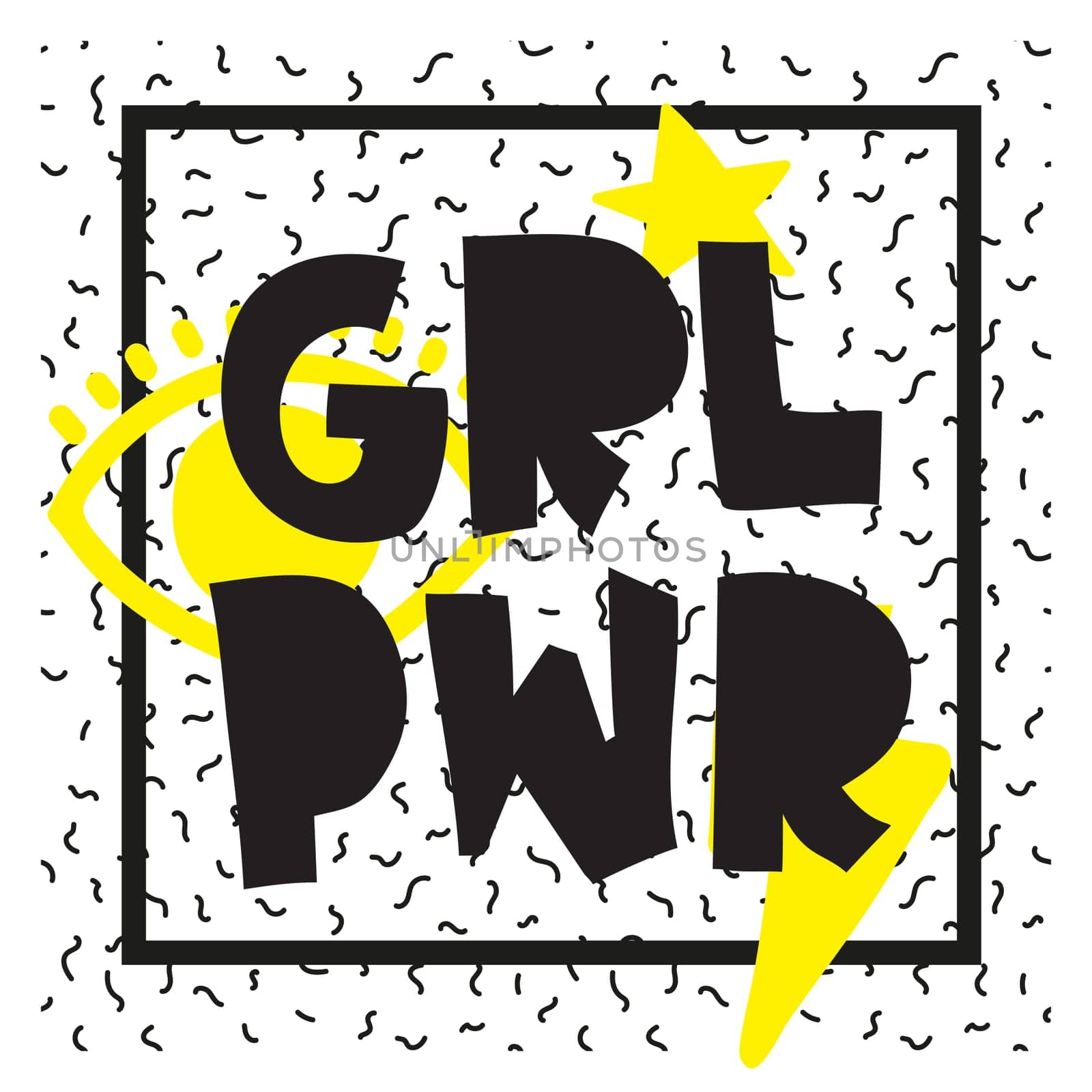 GRL PWR short quote. Girl Power simple cute illustration for print, bag, clothing. Perfect to stick on laptop, phone, wall everywhere. Modern feminist slogan, the latest tattoo trend