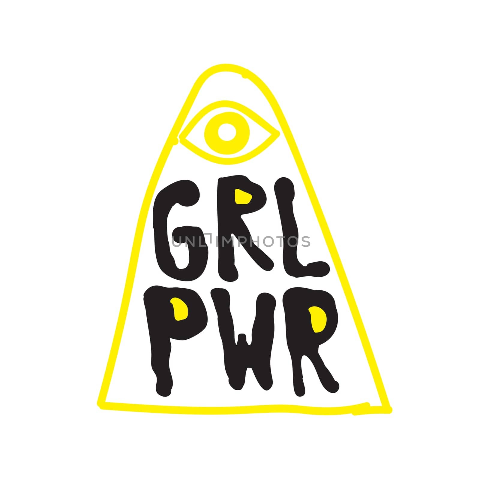 GRL PWR short quote. Girl Power simple cute illustration for print, bag, clothing. Perfect to stick on laptop, phone, wall everywhere. Modern feminist slogan, the latest tattoo trend