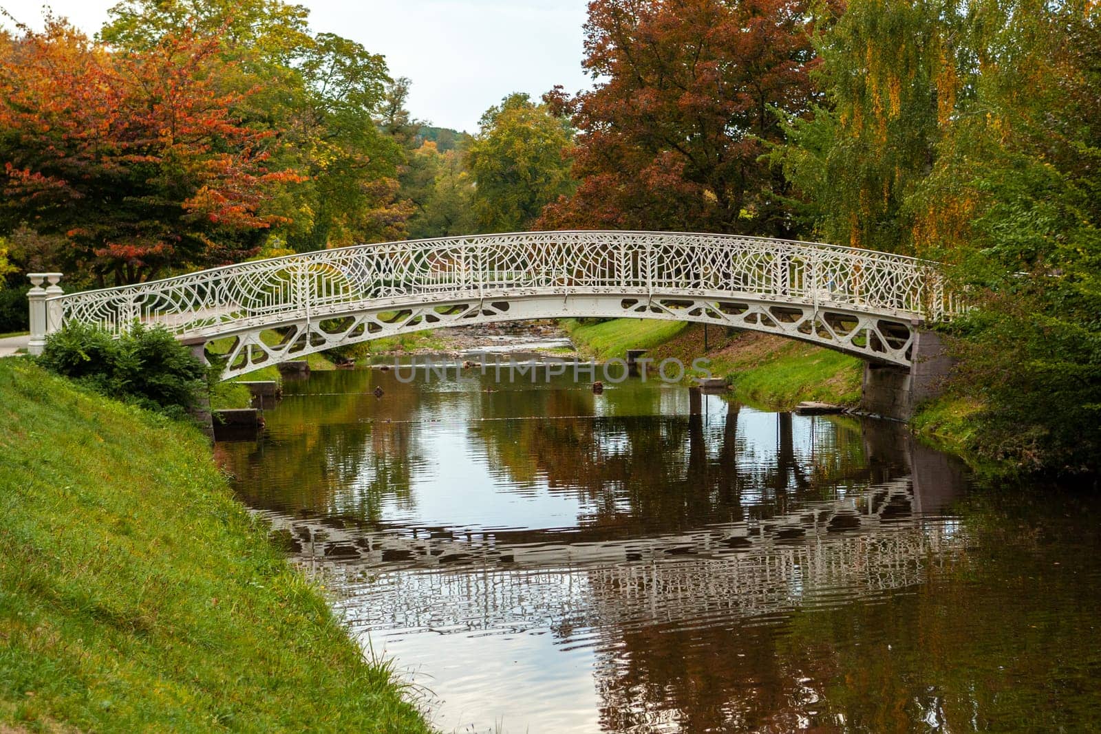 pedestrian overpass in autumn in germany
