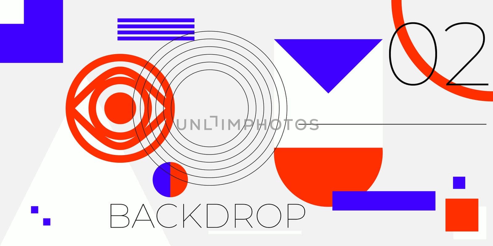 Minimal geometric web banner design. Vector template with shapes elements. Bauhaus, modern, hipster style