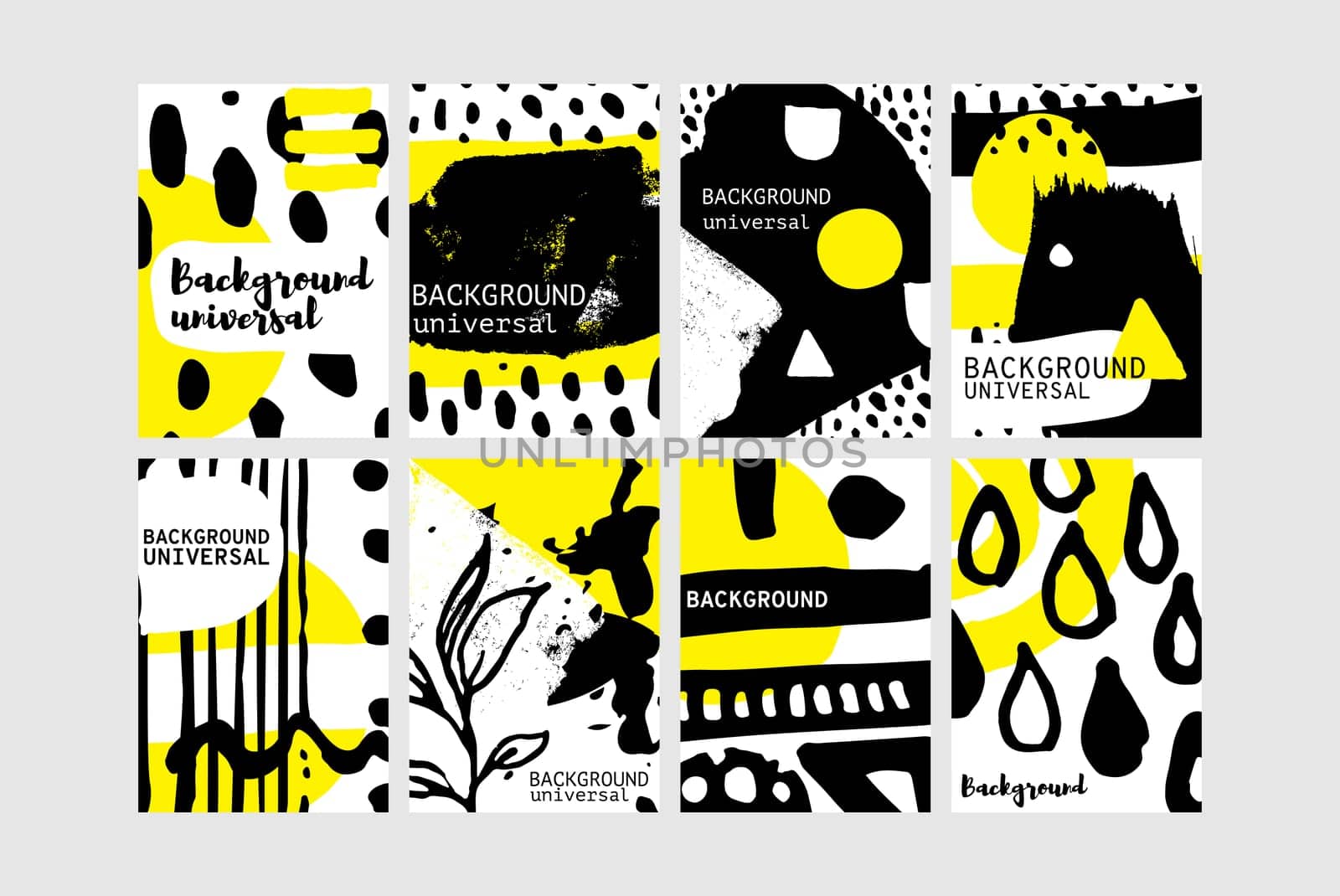 Set of creative universal floral elements. Hand Drawn textures backdrop. Posters, wedding card, eco design, organic products