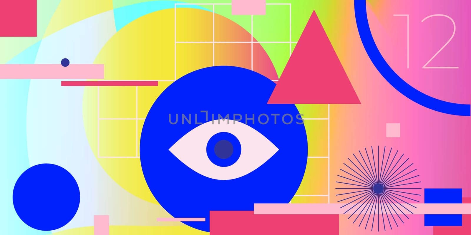 Minimal geometric web banner design. Vector template with shapes elements. Bauhaus, modern, hipster style