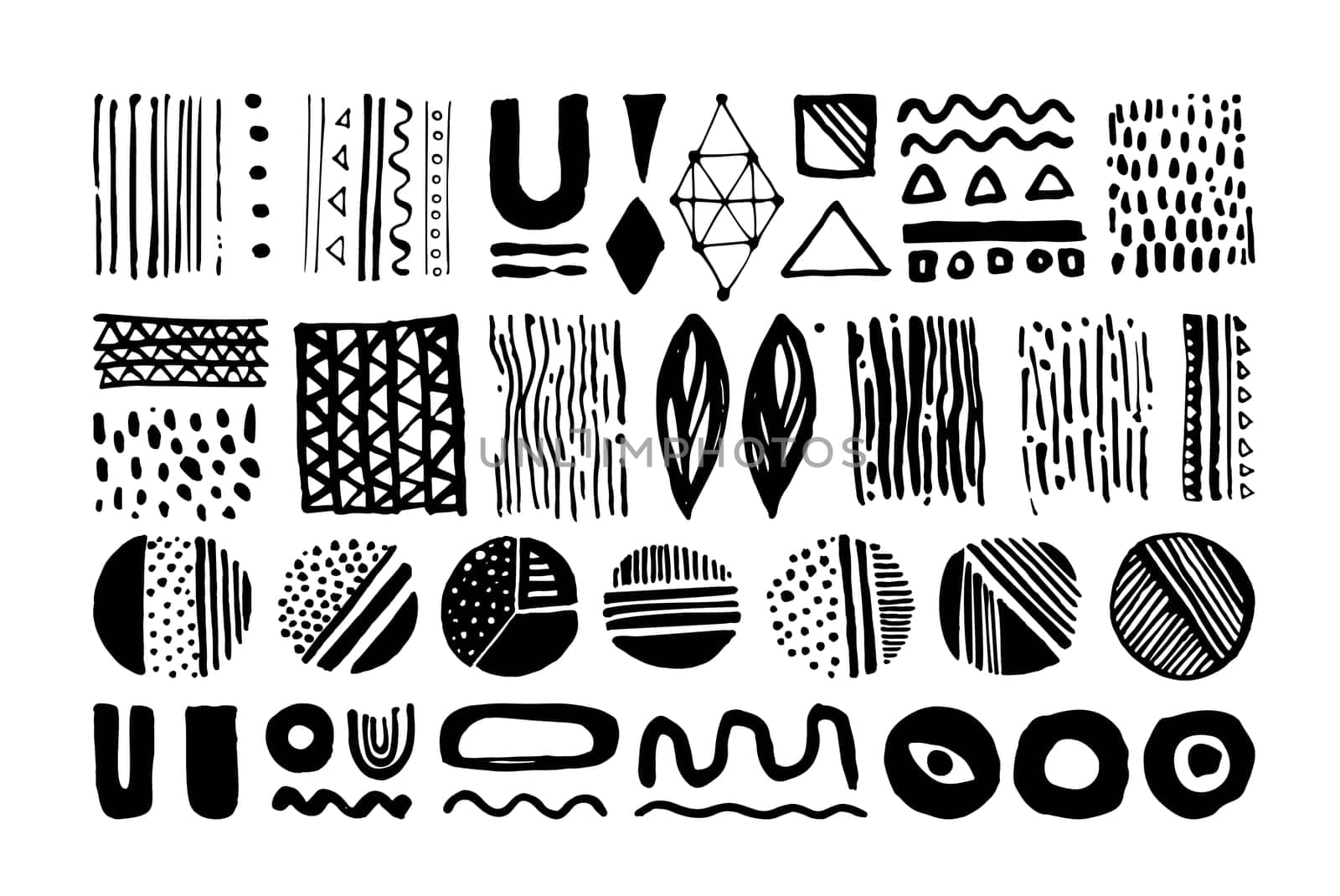 Set of creative universal floral elements. Hand Drawn textures backdrop. Posters, wedding card, eco design, organic products