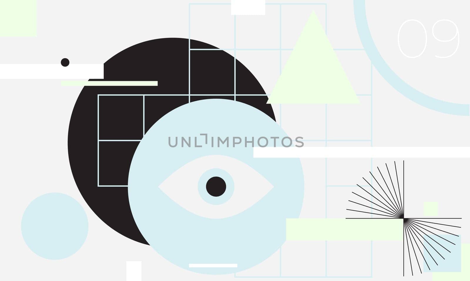 Minimal geometric web banner design. Vector template with shapes elements. Bauhaus, modern, hipster style
