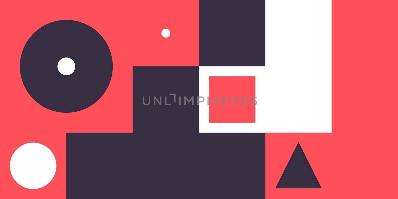 Minimal geometric web banner design. Vector template with shapes elements. Bauhaus, modern, hipster style