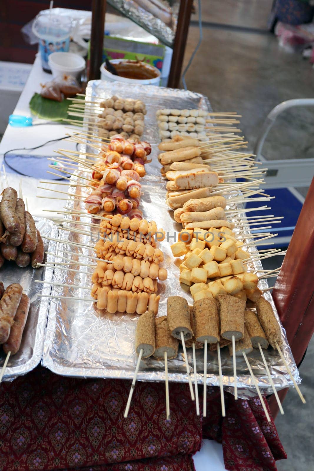 Asian store in Thailand selling grilled chicken