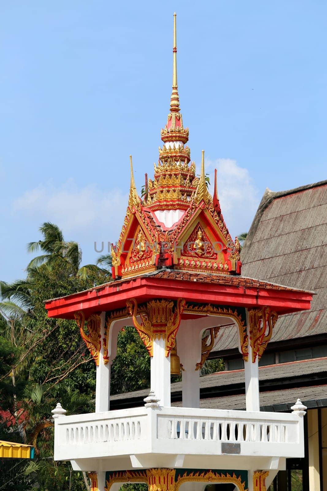 Buddhist temple is photographed a close up