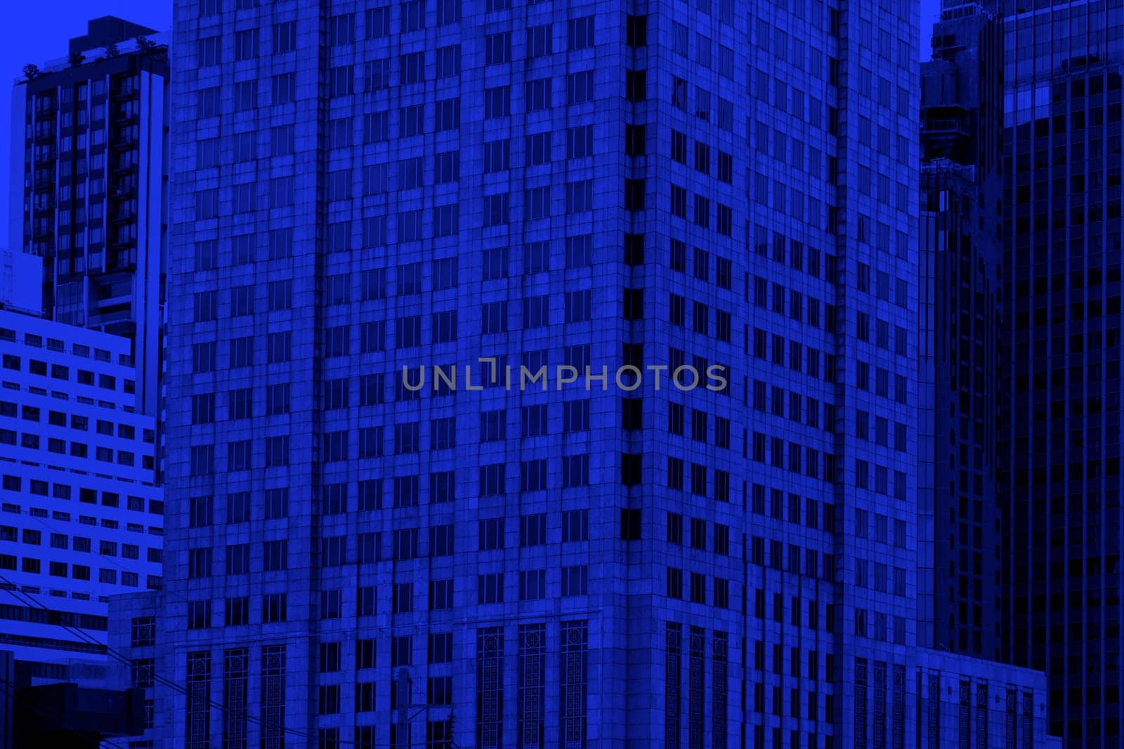 Close up shot of modern architecture building exterior in Bangkok, Thailand